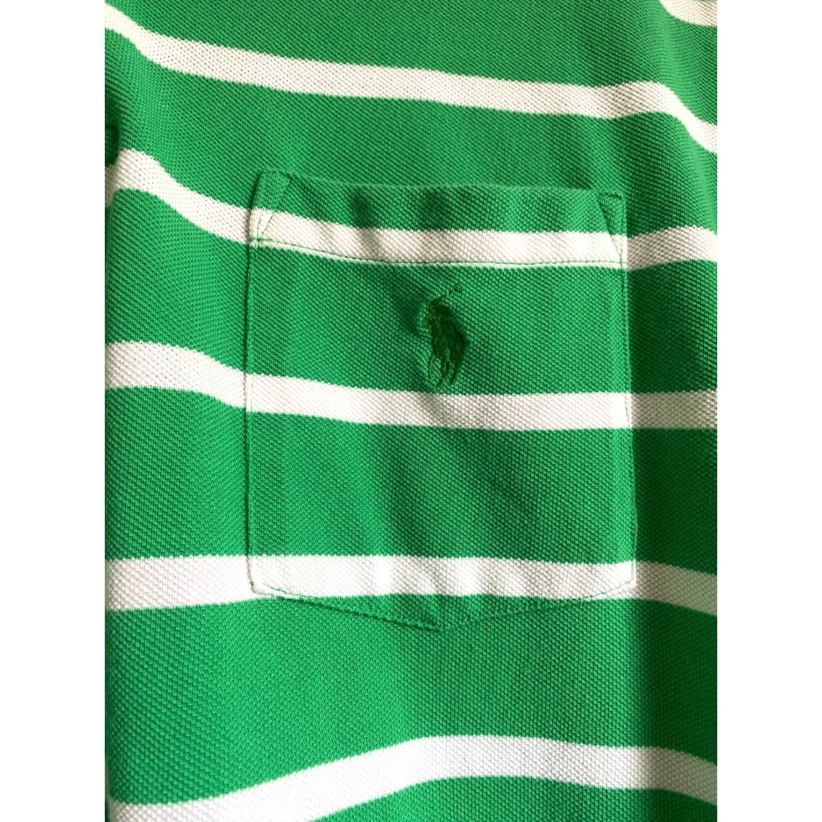 Polo Ralph Lauren VINTAGE Polo Ralph Lauren Mens Polo Shirt Striped Chest Pocket Sz M Green White Polo Shirt Size US M / EU 48-50 / 2 - 6 Thumbnail