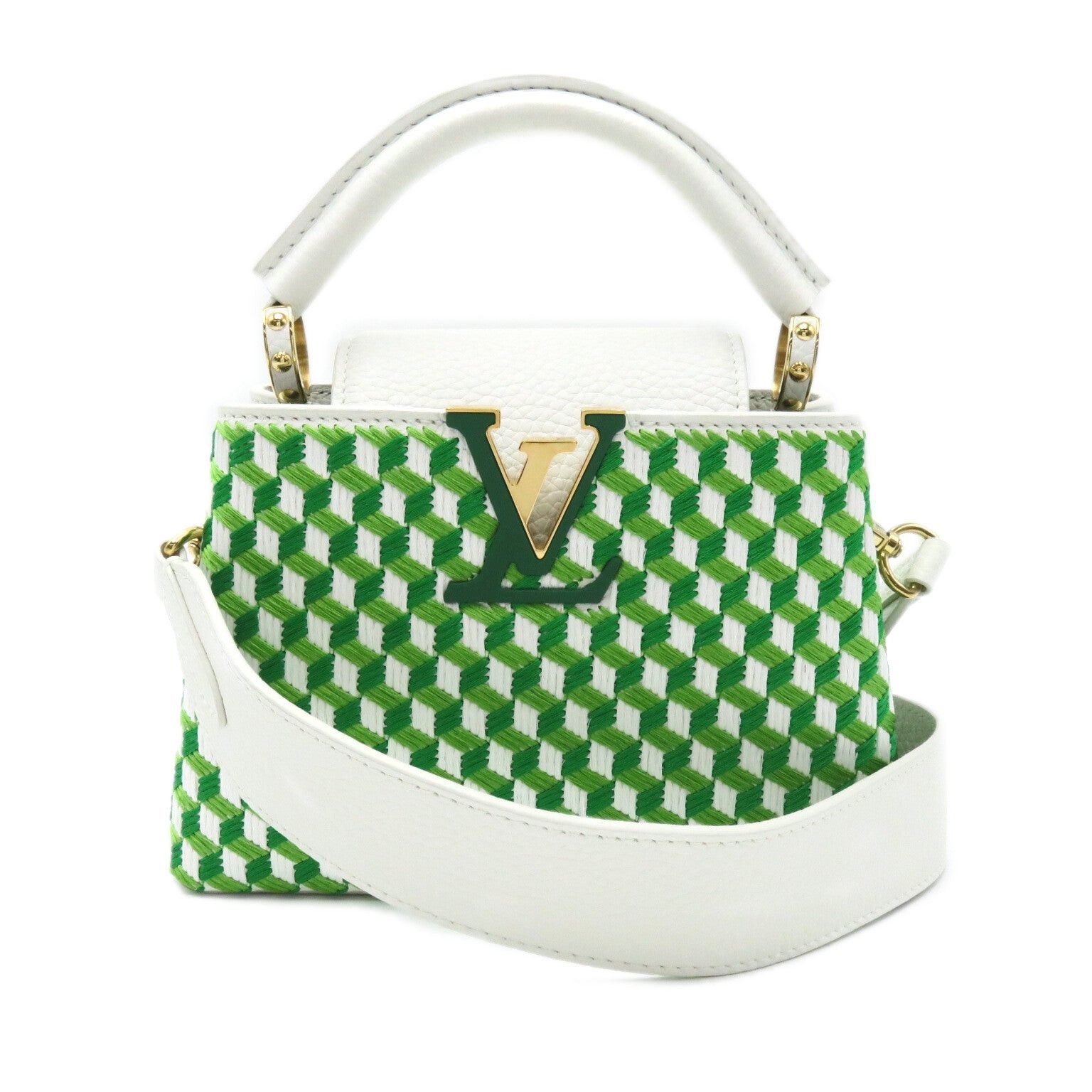 Louis Vuitton Louis Vuitton Capucines Mini Shoulder Bag Leather Taurillon White Green Bron/Vert Size ONE SIZE - 1 Thumbnail