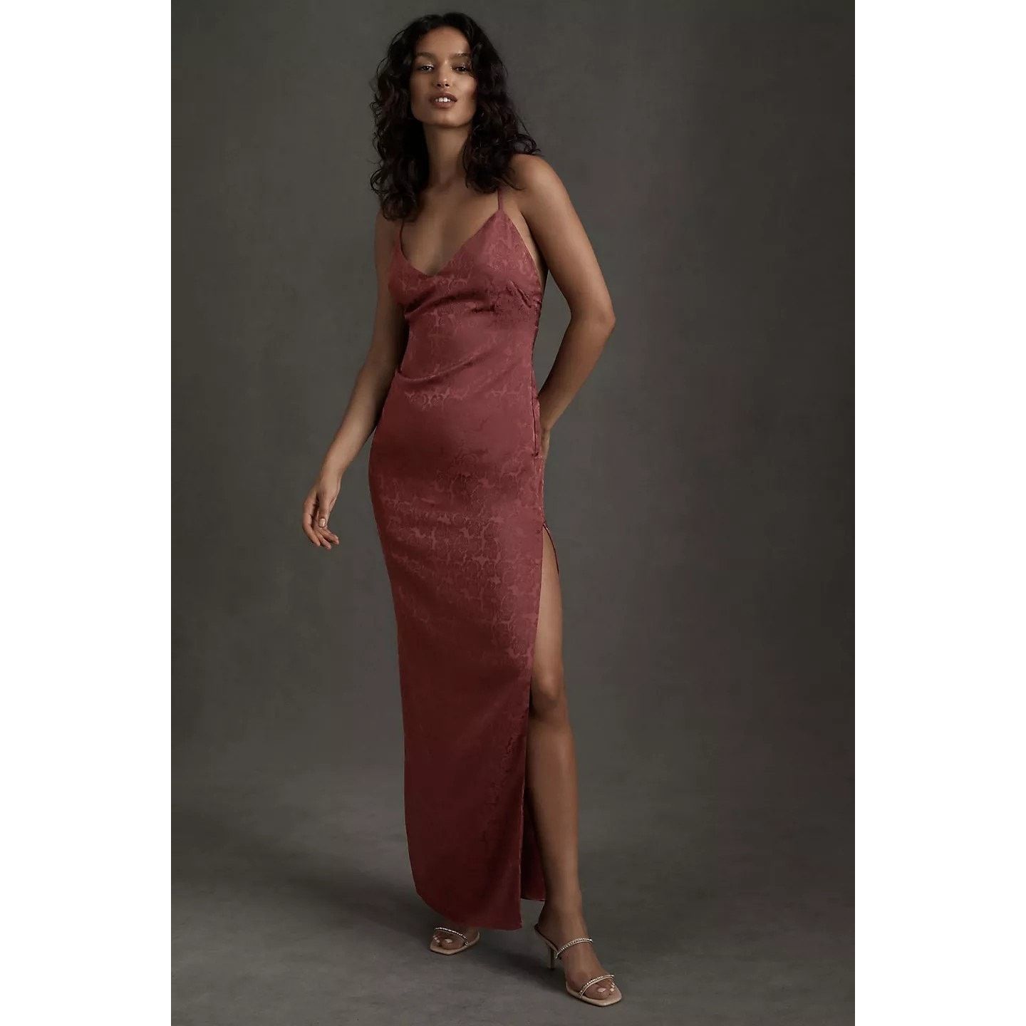 Anthropologie New Fame and Partners Arya Jacquard Slip Dress Sz 6 $269 Size M / US 6-8 / IT 42-44 - 3 Thumbnail