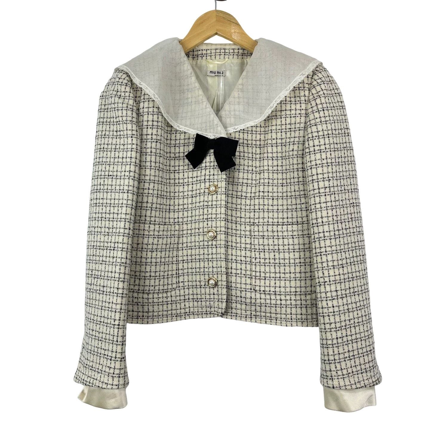 Miu Miu Miu Miu Lace Collar Wool Tweed Jacket Size 38 Size XS / US 0-2 / IT 36-38 - 1 Thumbnail