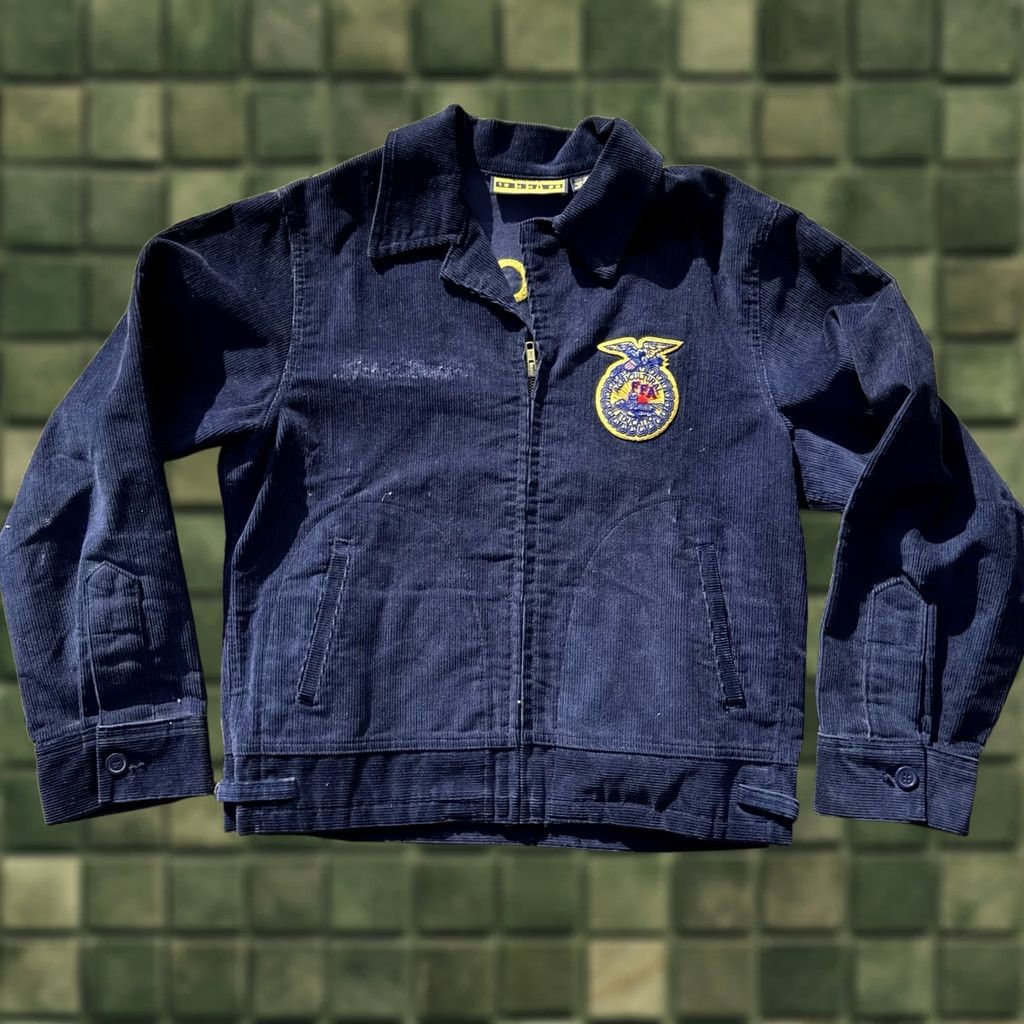 Vintage VINTAGE FFA Corduroy Jacket Navy Blue 38 Adult Medium Wisconsin Cashton FFA Emblem 1990s Casual Mens Size US XXS / EU 40 - 1 Thumbnail
