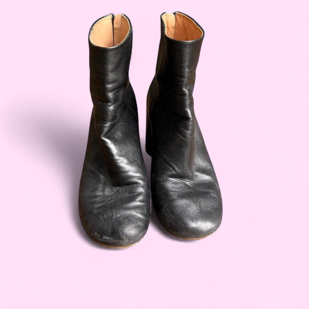 Maison Margiela Maison Margiela Black Leather Ankle Boots – Size 38 Size US 8 / IT 38 - 2 Thumbnail