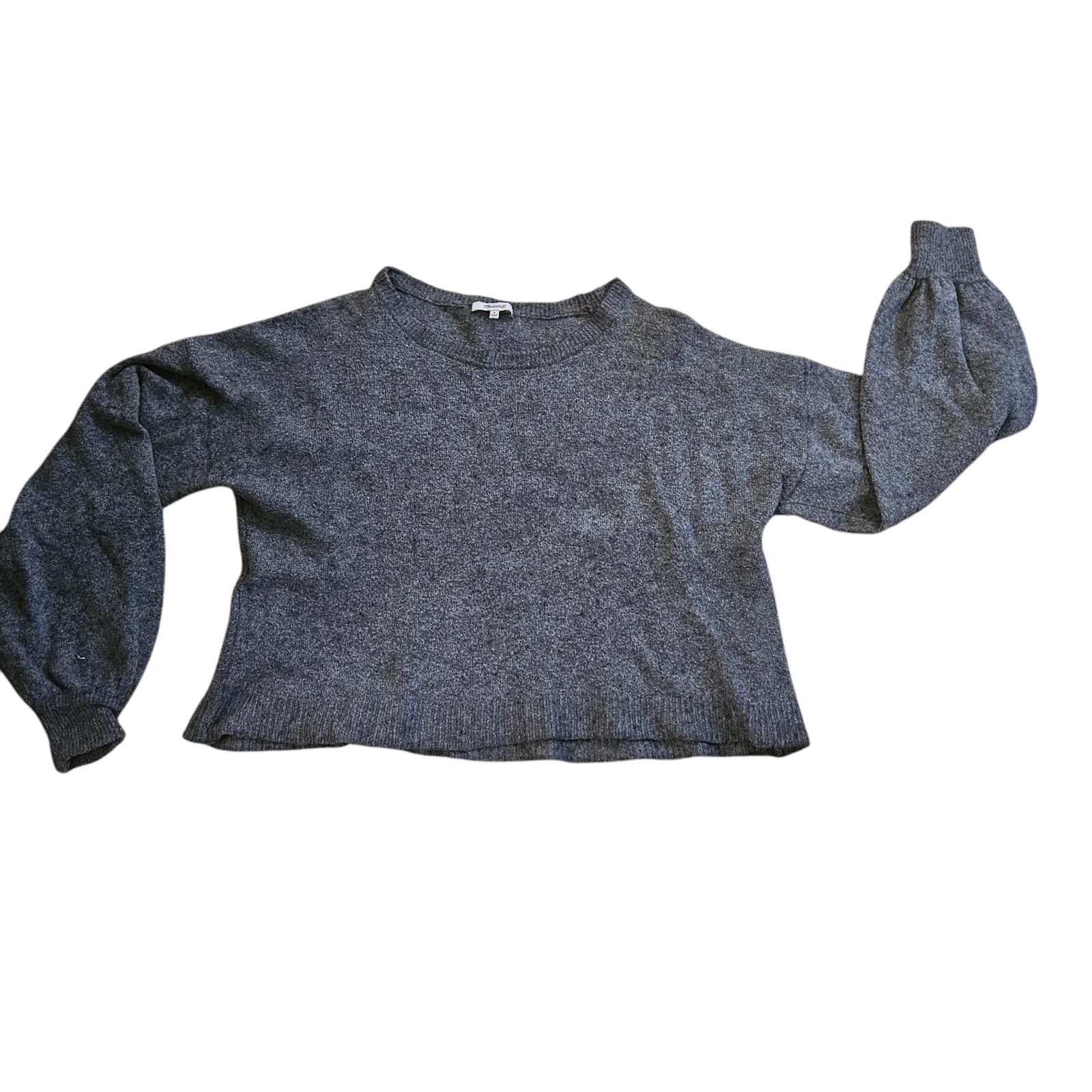 Madewell Madswell Cozy Cropped Long Sleeve Sweater in Gray - Size L Size L / US 10 / IT 46 - 1 Thumbnail