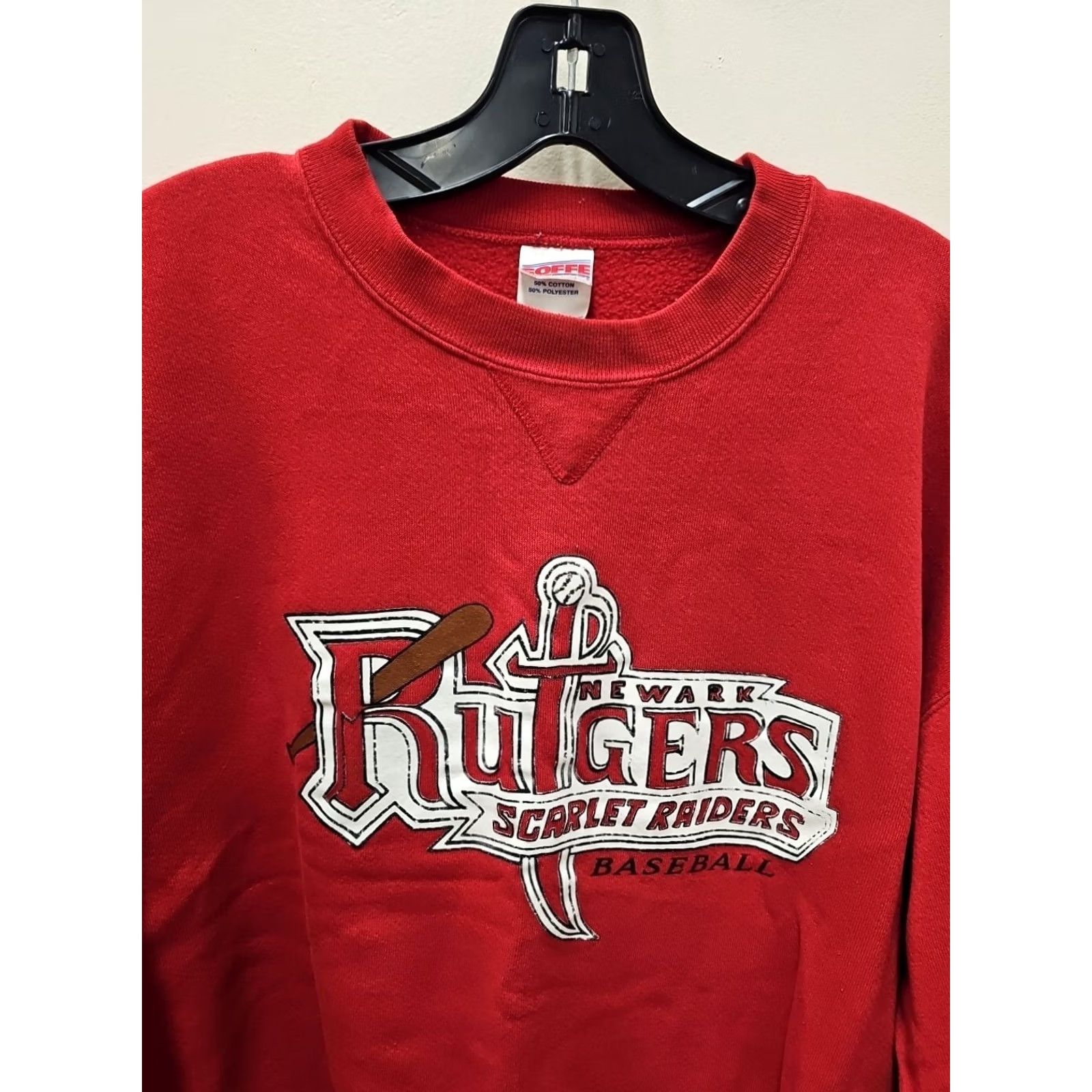 Soffe VINTAGE Rutgers Baseball Mens Large Sweatshirt Scarlet Knights Team 90s Soffe Hoodie Pullover Crew Neck Red Logo Size US L / EU 52-54 / 3 - 2 Thumbnail