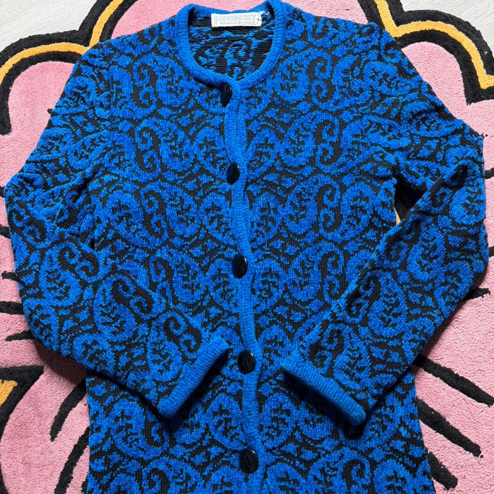 Givenchy × Vintage Vintage Givenchy Nouvelle Boutique Paisley Floral Cardigan Size L / US 10 / IT 46 - 2 Thumbnail