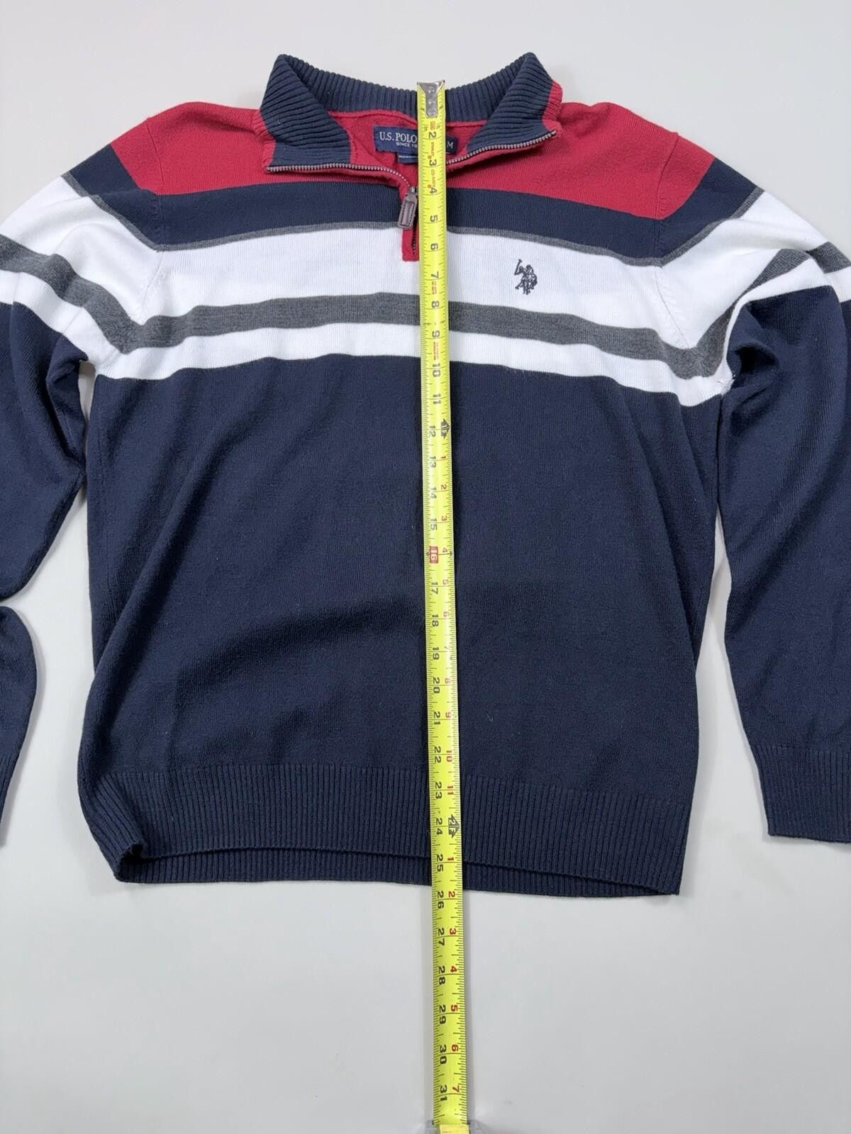 U.S. Polo Assn. U.S. Polo Assn. Stripe Quarter Zip Sweater Navy Size M Size US M / EU 48-50 / 2 - 8 Thumbnail
