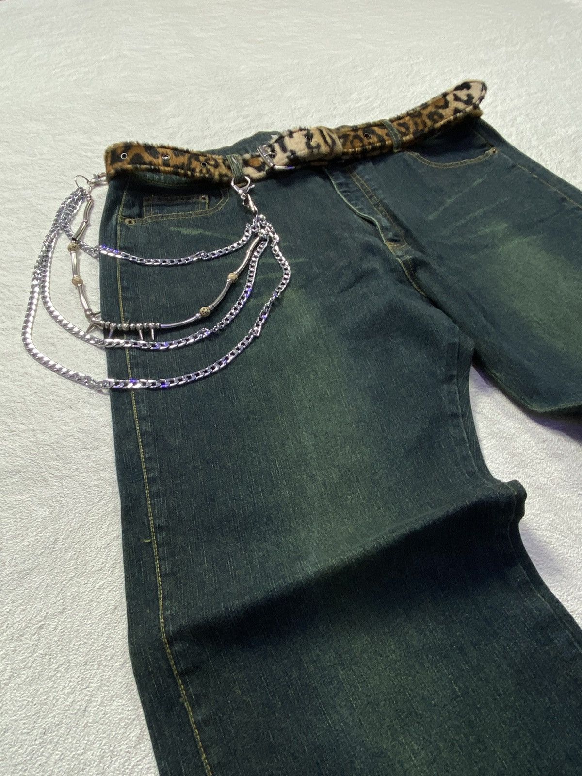 If Six Was Nine × Japanese Brand × Le Grande Bleu (L.G.B.) Aqua jeans tatto mud washed flare pant Size US 36 / EU 52 - 4 Thumbnail