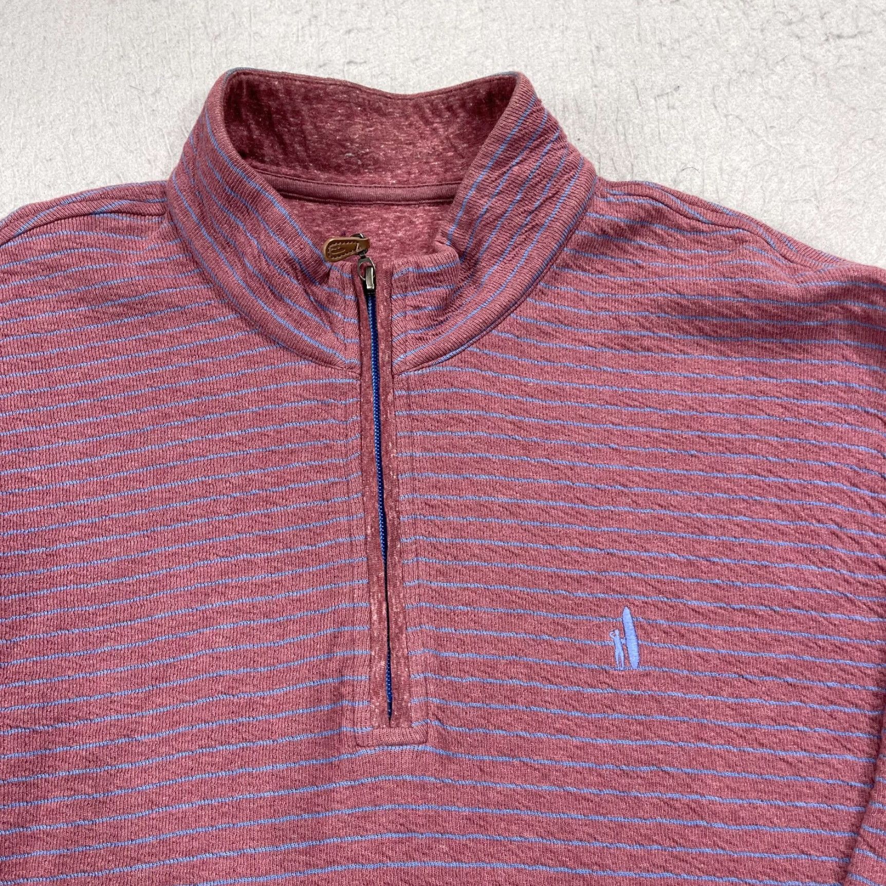 johnnie-O johnnie-O Sweater Mens 2XL Red Cotton 1/4 Zip Mock Neck Striped Knit Pullover Casual Winter Fall Golf Men's Sweater Size US XXL / EU 58 / 5 - 2 Thumbnail