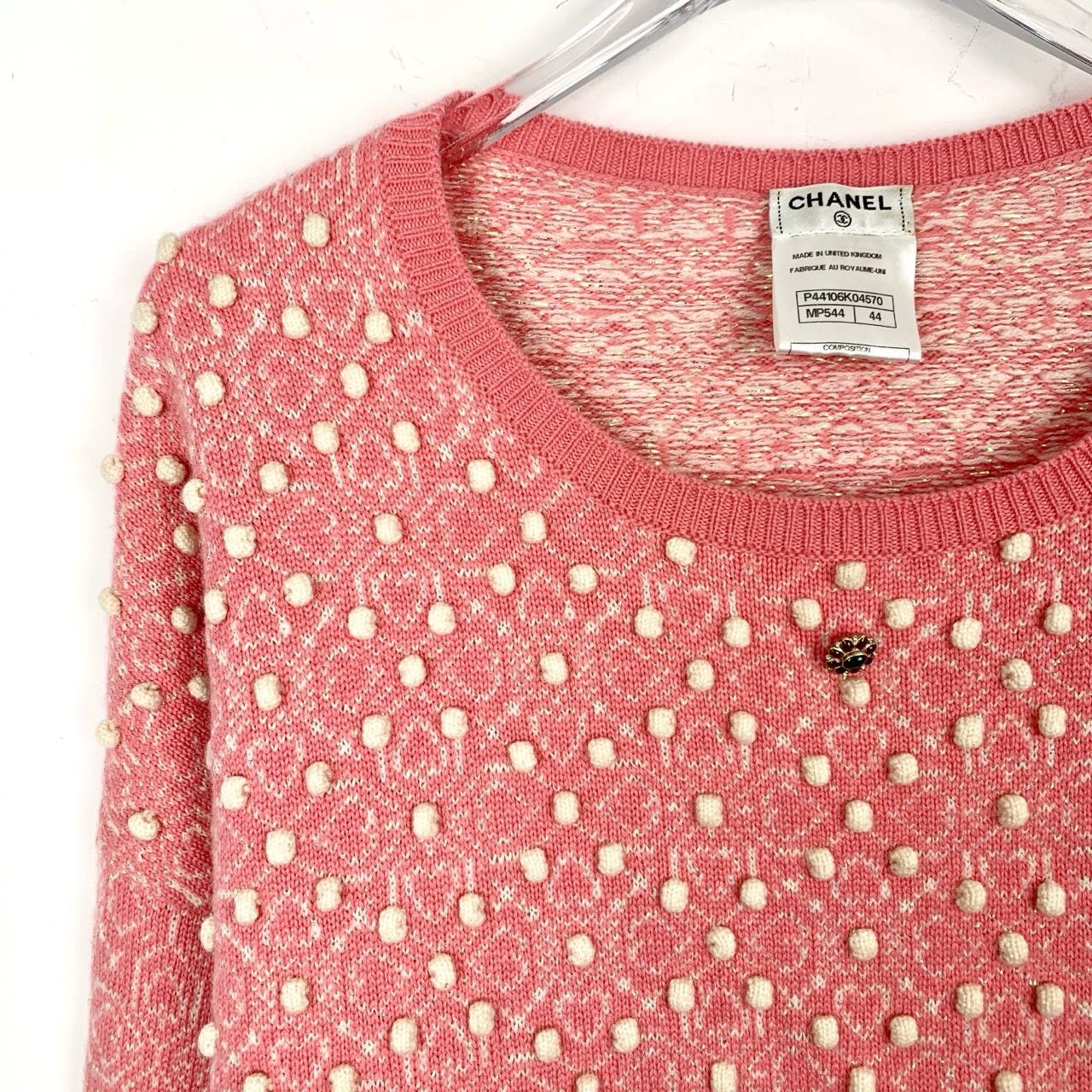 Chanel Chanel Knitwear Pink Gem-Tweed Cashmere Sweater (Size L) Size L / US 10 / IT 46 - 7 Thumbnail