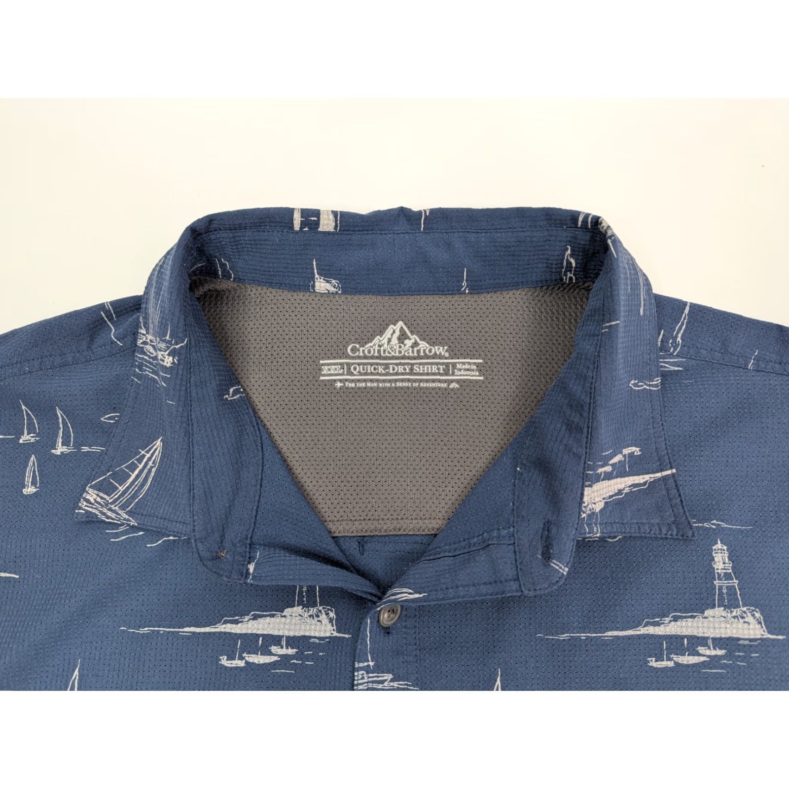 Croft & Barrow Croft & Barrow Shirt Mens Quick Dry Short Sleeve Sailboat Lighthouse XXL Vented Size US XXL / EU 58 / 5 - 6 Thumbnail