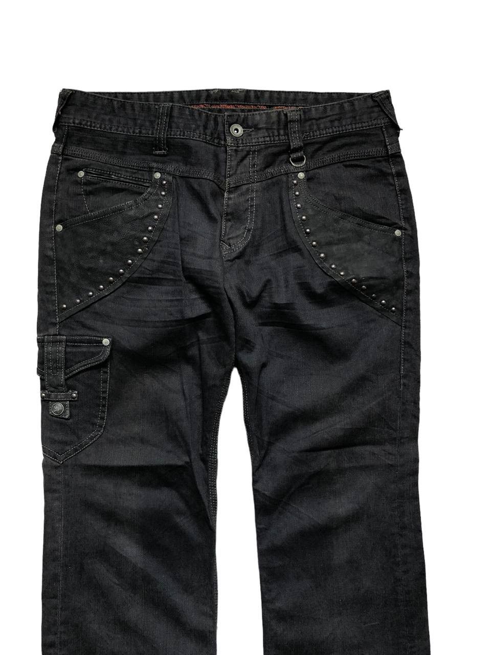 If Six Was Nine × Le Grande Bleu (L.G.B.) × Nicole Club Nicole Club for Men Studded Leather Pocket Flare Denim Pants Size US 32 / EU 48 - 3 Thumbnail