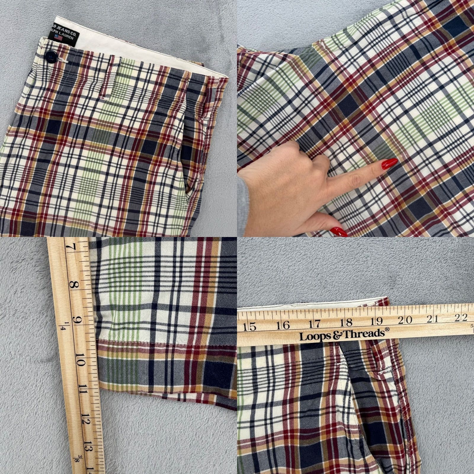 Ralph Lauren VINTAGE Polo Jeans Co. Ralph Lauren Mens Plaid Shorts Size 38 Cotton Madras Size US M / EU 48-50 / 2 - 8 Thumbnail