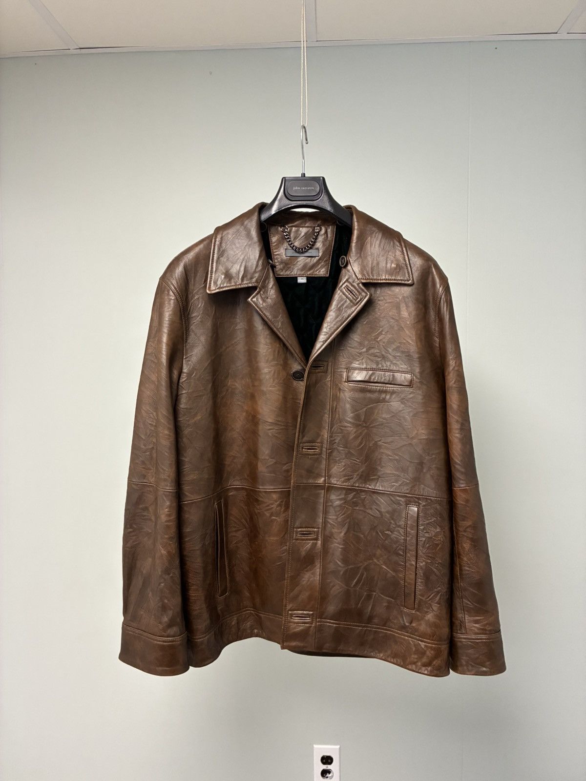 John Varvatos Fox Collar Leather Coat EU 48 USA 38 Size US M / EU 48-50 / 2 - 16 Thumbnail