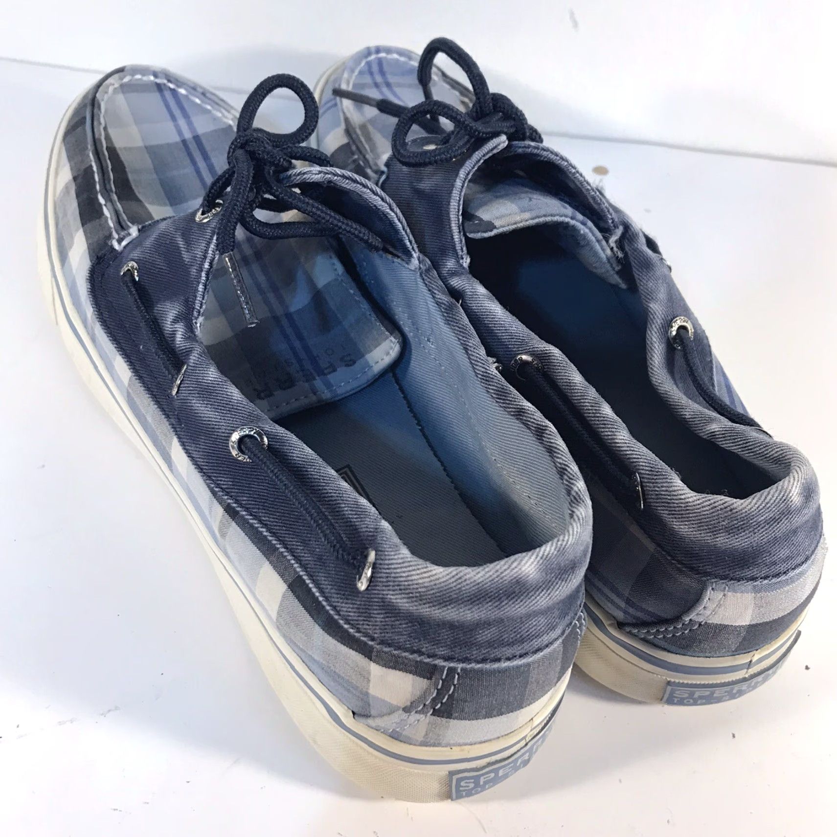 Sperry VINTAGE Sperry Top Sider Boat Shoes Womens Size 10M Plaid Canvas Casual Slip-On Size L / US 10 / IT 46 - 4 Thumbnail