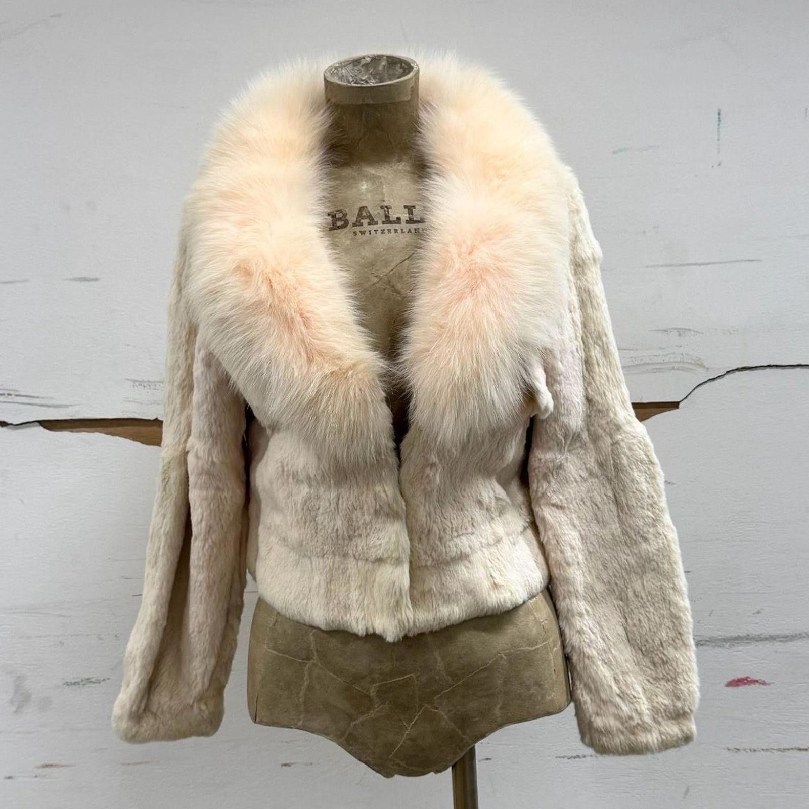 Other Vintage Y2K Pale Pink Rabbit & Fox Fur Jacket Size S / US 4 / IT 40 - 1 Thumbnail