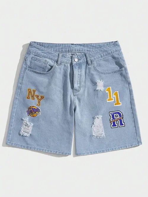 Jean Ripped Y2k Shorts Jorts Distressed Denim Size US 32 / EU 48 - 4 Thumbnail