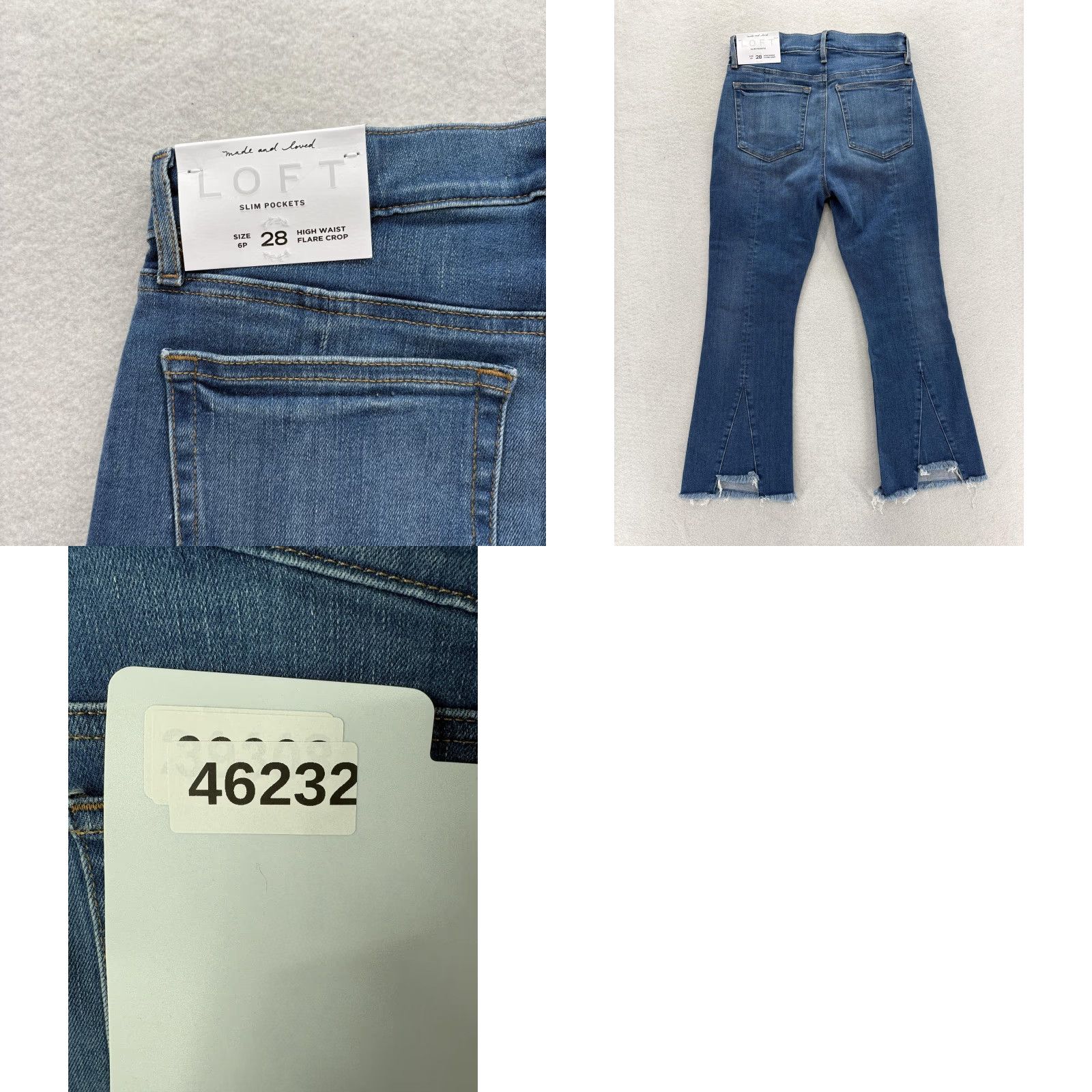 Loft LOFT Jeans Womens 6P Blue High Waist Flare Crop Raw Hem Stretch Denim Petite Jeans Size 28" / US 6 / IT 42 - 9 Thumbnail