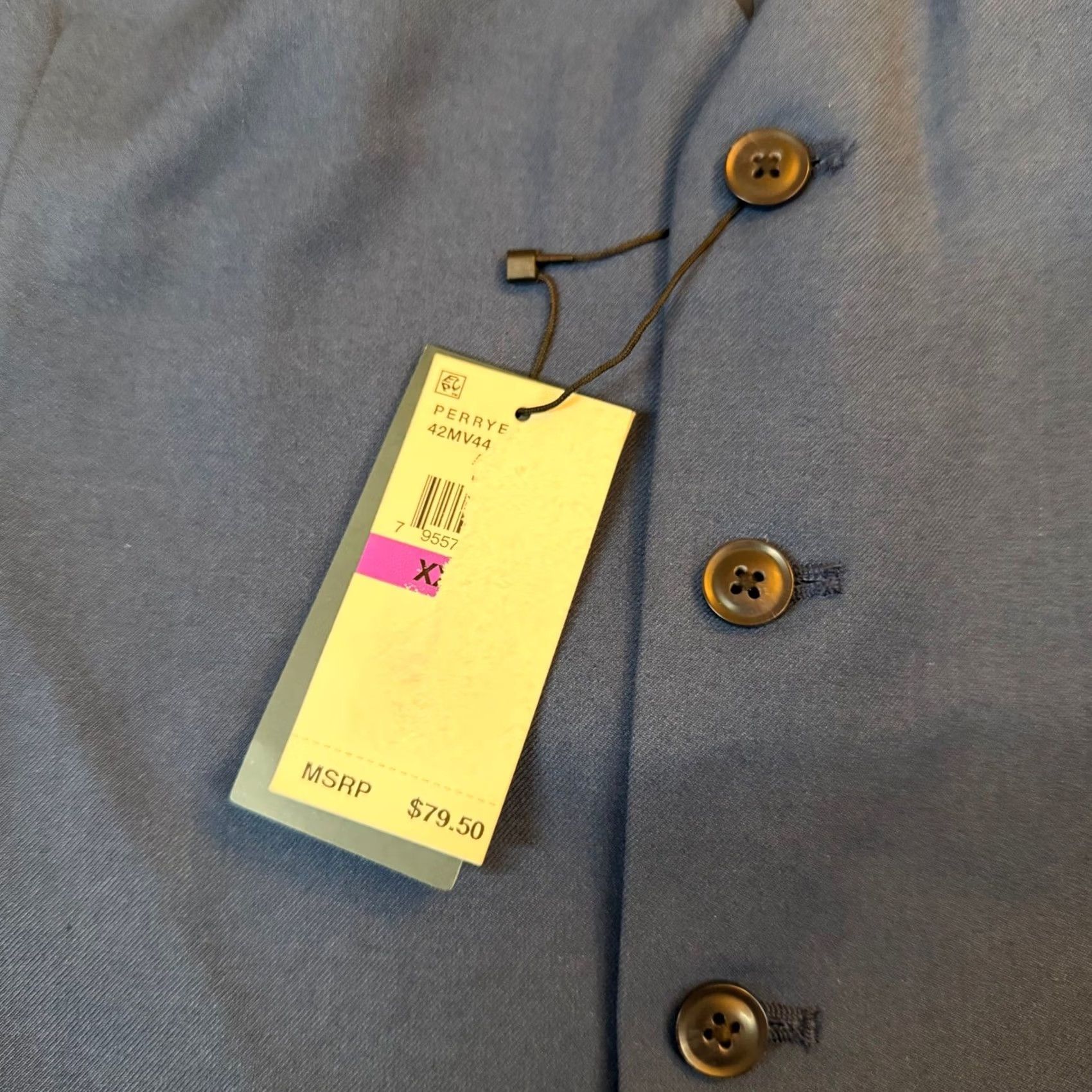 Perry Ellis Perry Ellis Suit Vest Mens 2XL Blue Adjustable Back Strap Stretch NWT Size 48R - 4 Thumbnail