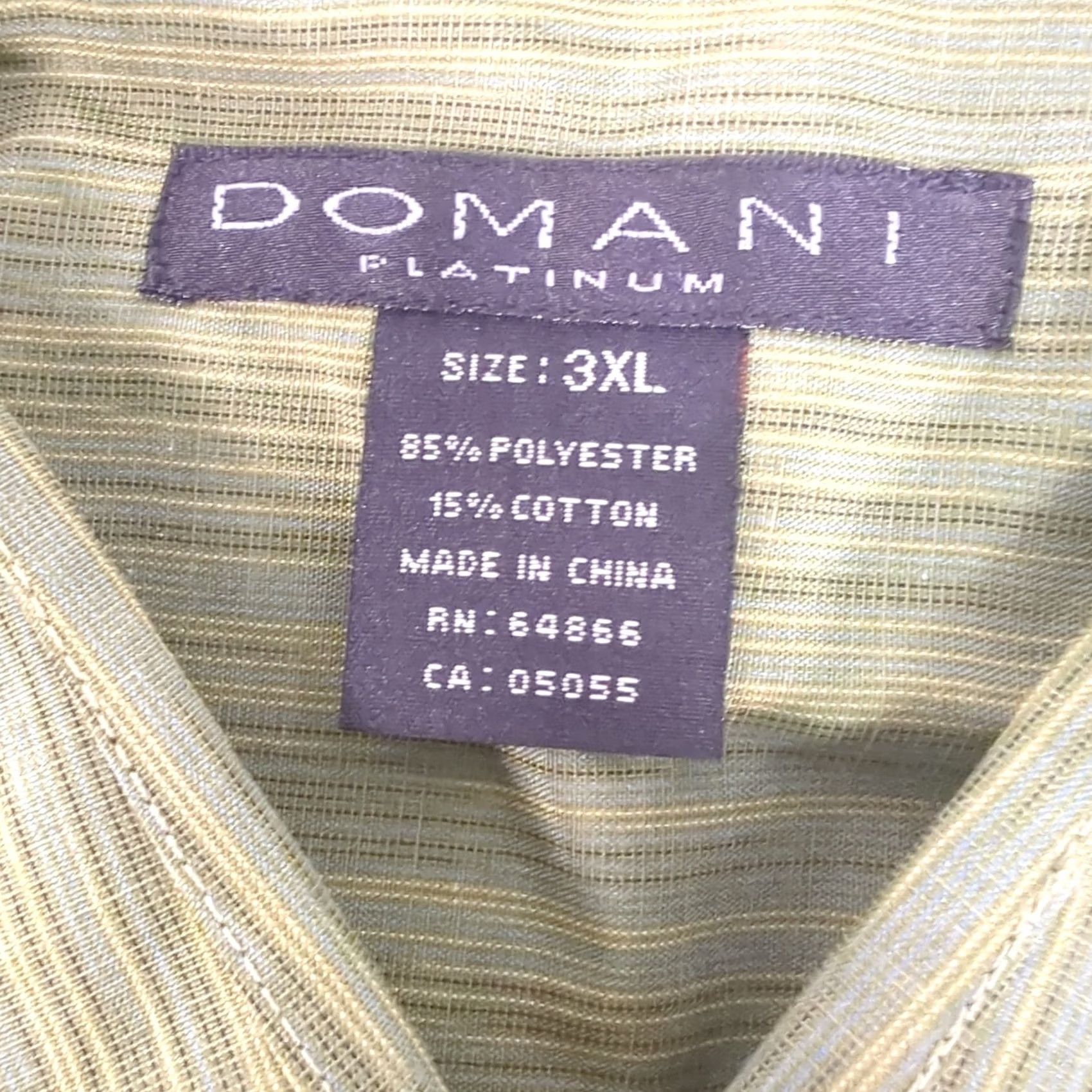 Vintage Domani Shirt Men 3XL Green Striped Button Up Formal Wedding Casual NEW Shirt Size 48R - 4 Thumbnail