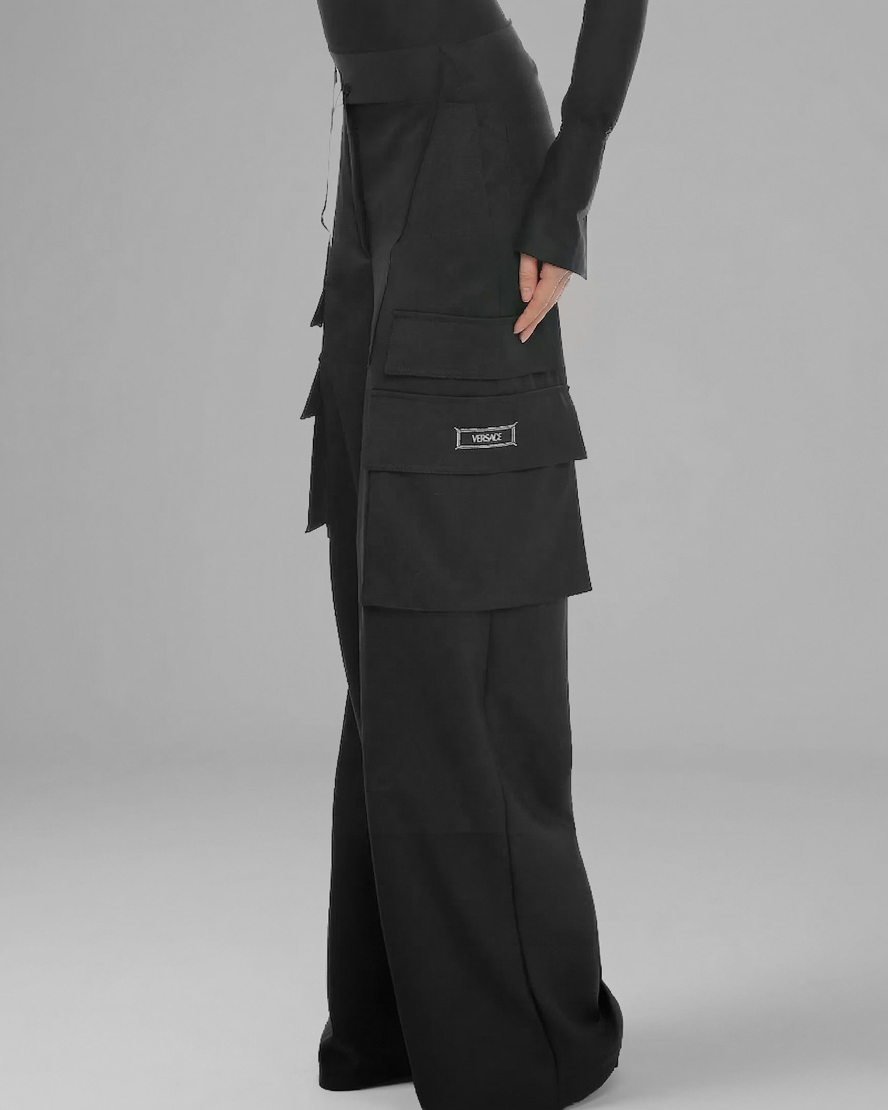 Versace Virgin Wool Cargo Pants Palazzo Design Size 26" / US 2 / IT 38 - 1 Thumbnail