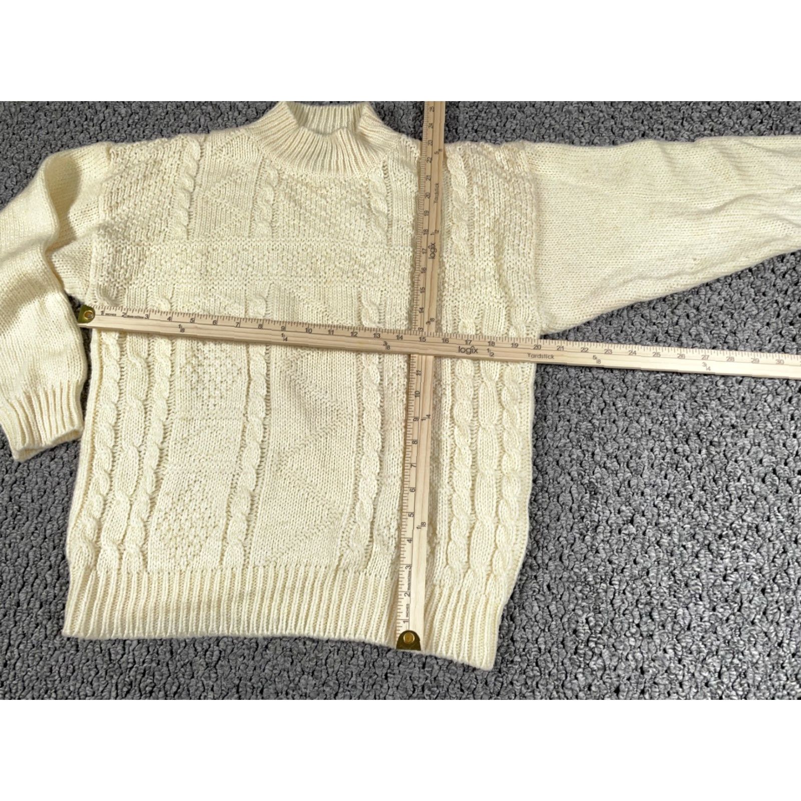 Vintage VINTAGE Boundary Waters Cable Knit Mock Neck Sweater Women's Large Ivory Preppy Lightweight Size L / US 10 / IT 46 - 4 Thumbnail