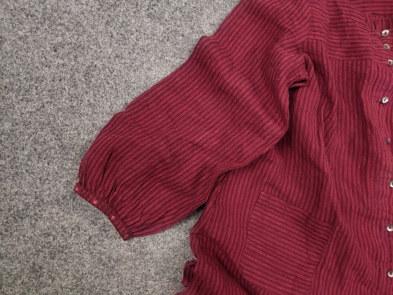 Gudrun Sjoden Gudrun Sjöden Linen Red Striped Button Long Sleeve Tunic Top Size M / US 6-8 / IT 42-44 - 3 Thumbnail