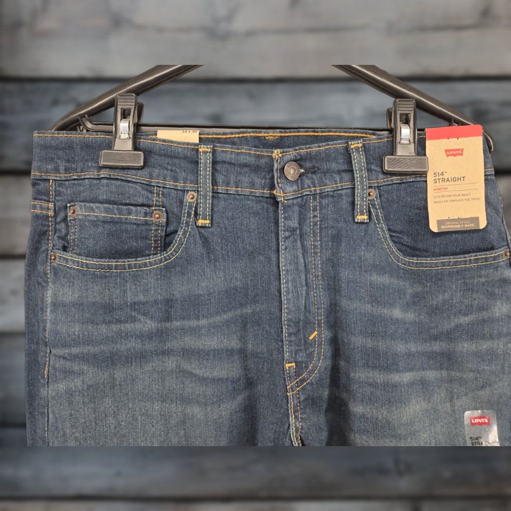 Levi's VINTAGE Levis 514 Jeans Men’s 33x30 Relaxed Straight Denim Dark Wash 98% Cotton Size US 33 - 1 Thumbnail