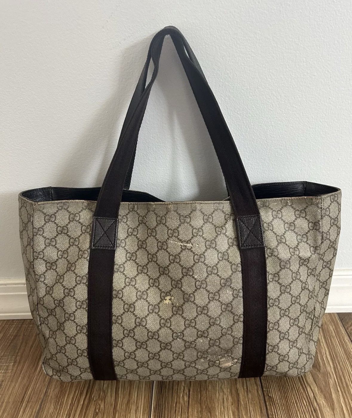 Gucci GUCCI GG Monogram Supreme Tote Bag Handbag Brown Size ONE SIZE - 4 Thumbnail
