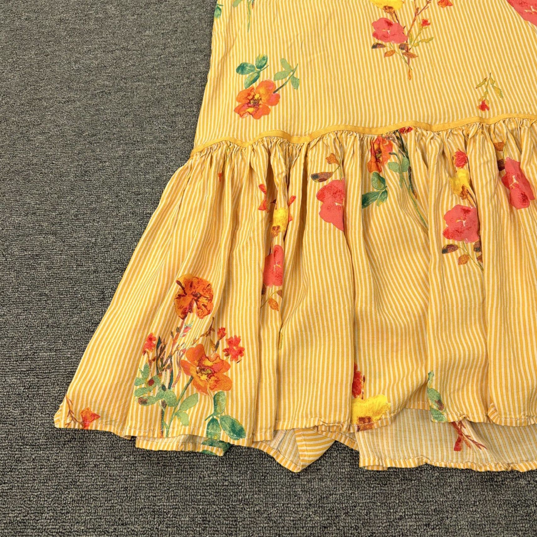 Free People Free People Dress Womens Small Yellow Floral Stripe Ruffle Midi Sundress Boho Size S / US 4 / IT 40 - 4 Thumbnail