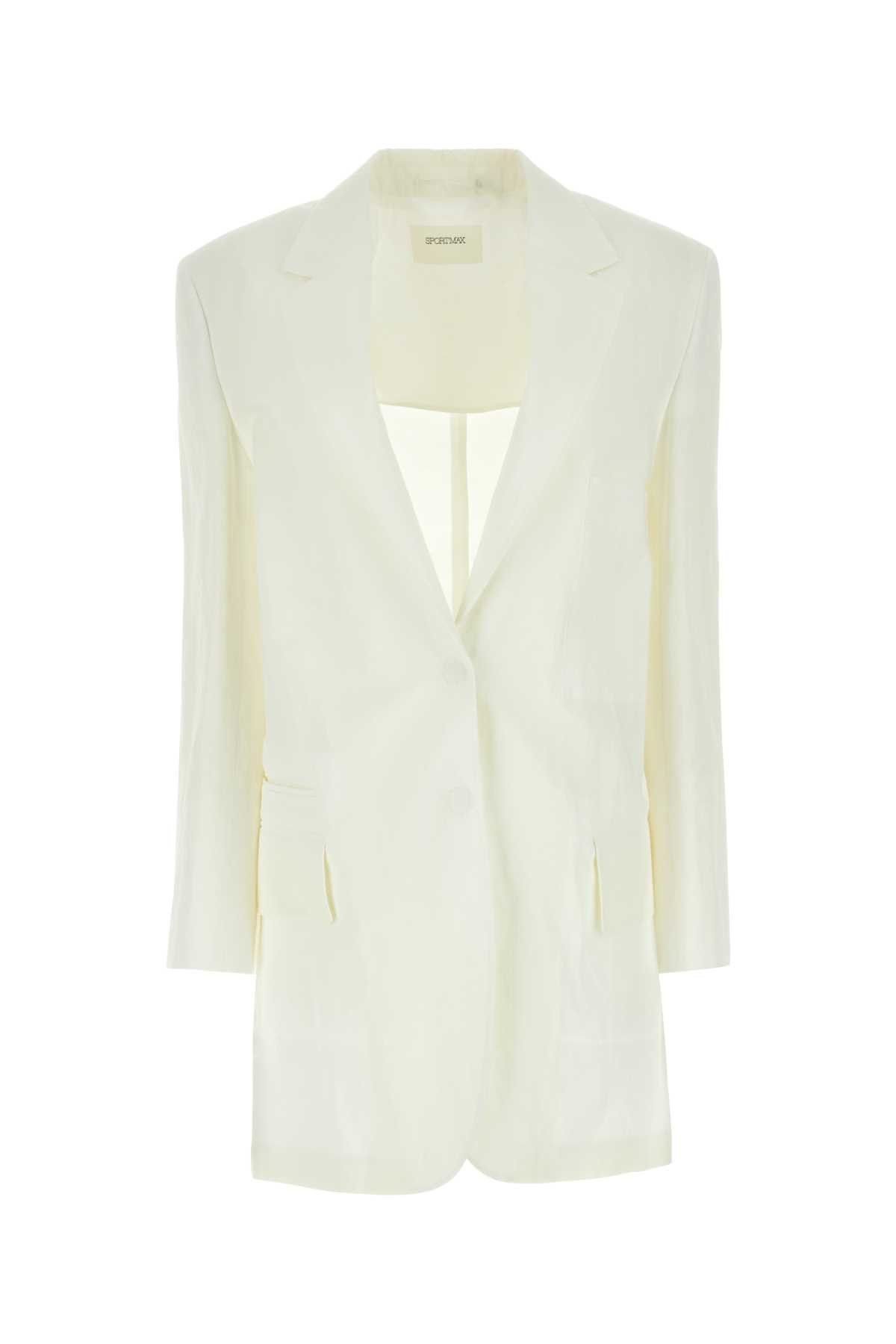 image of Sportmax White Cotton Blend Edmea Blazer, Women's (Size Medium)