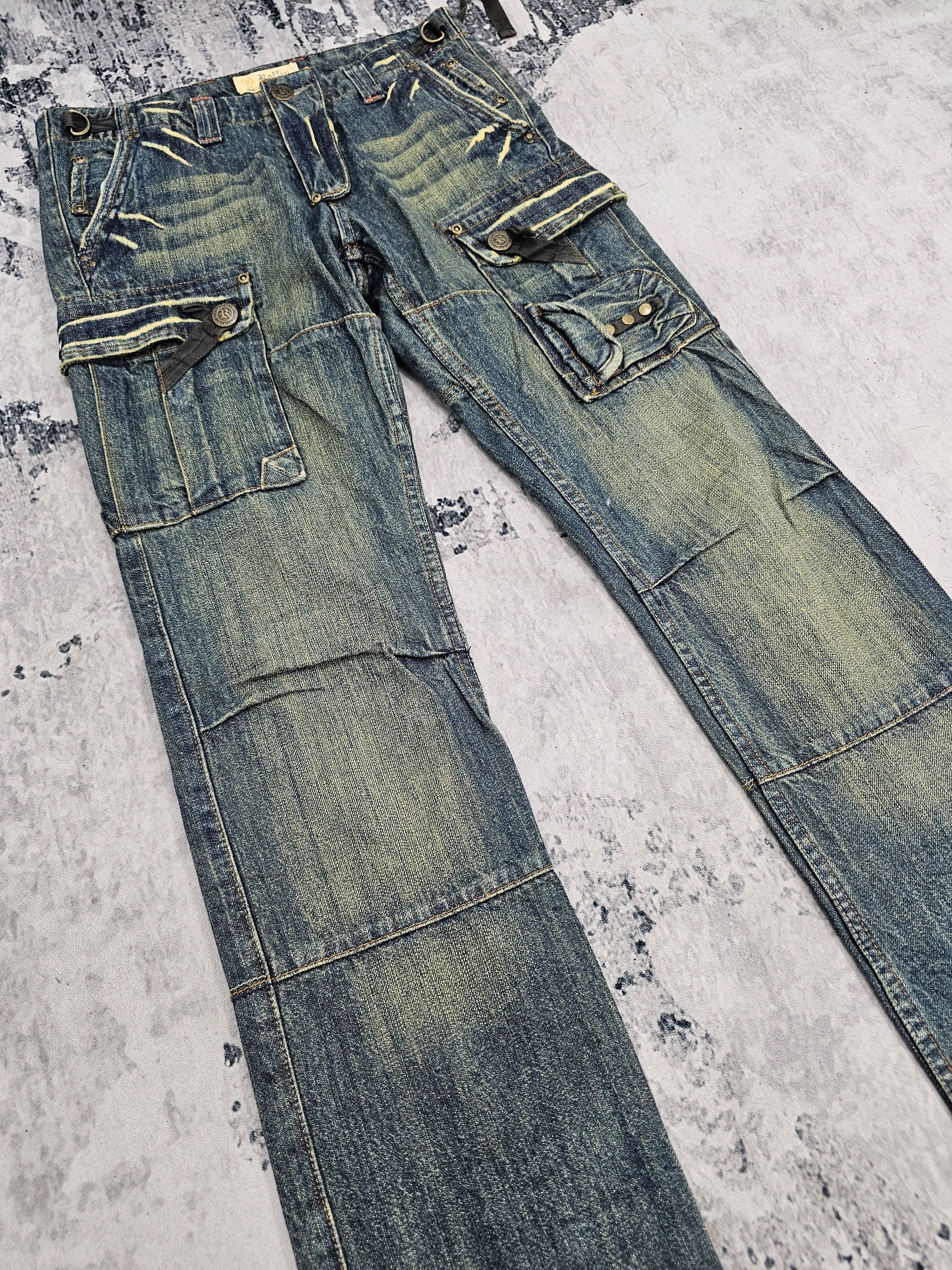Japanese Brand ROLLIN Multi Bush Pocket Punk Bondage Design Jeans JB0314 Size US 32 / EU 48 - 8 Thumbnail