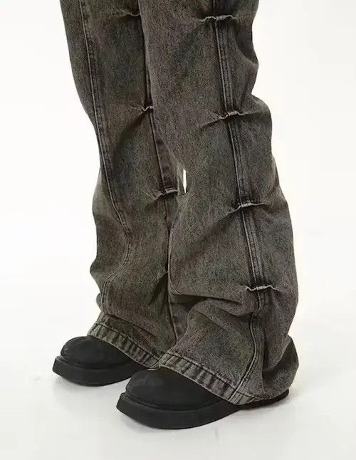 Japanese Brand × Jean Grunge Stack Washed Gray Denim Jeans Size US 32 / EU 48 - 3 Thumbnail