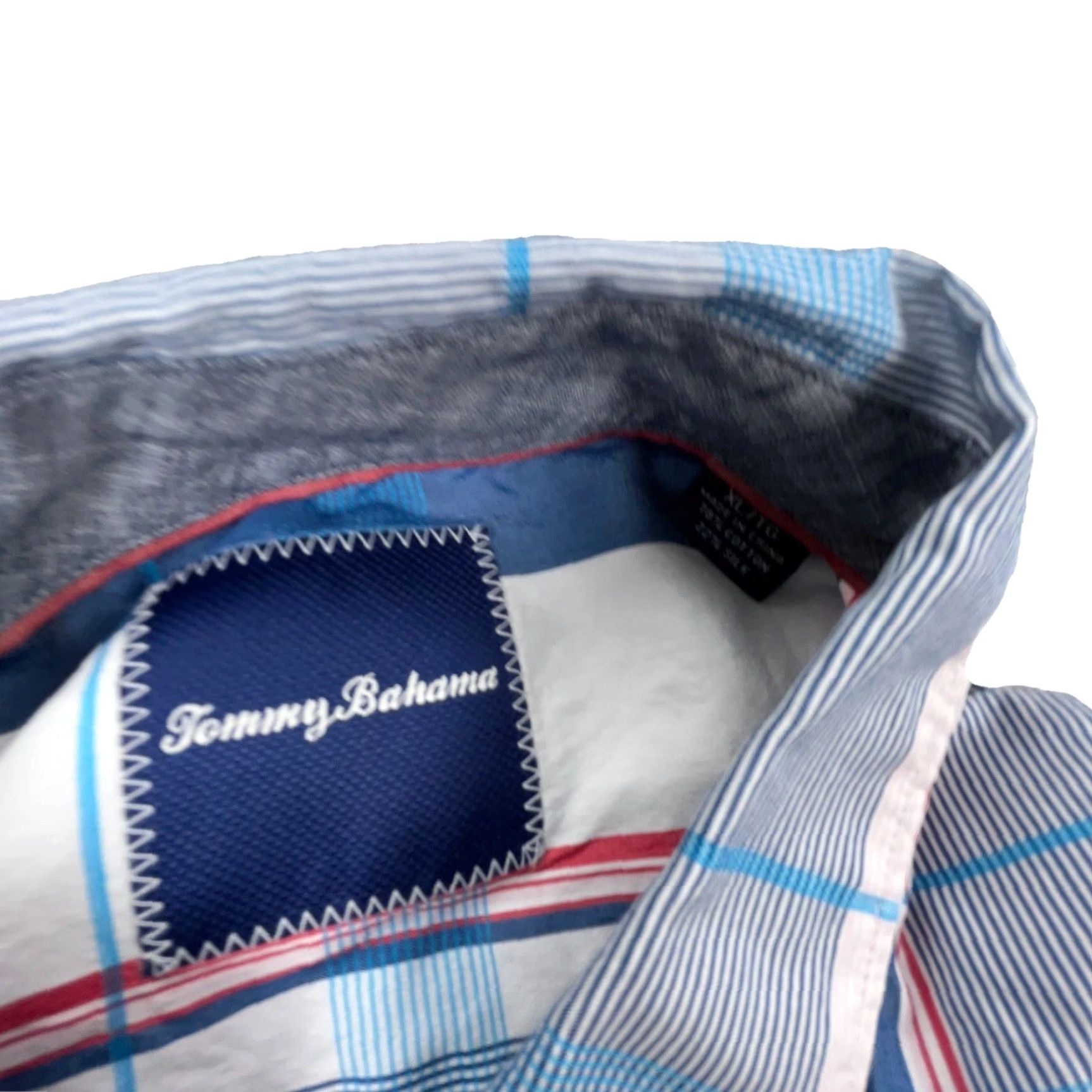 Tommy Bahama Tommy Bahama Shirt Men XL Blue Plaid Button-Up Cotton Silk Casual Beach Hawaiian Mens Size US XL / EU 56 / 4 - 4 Thumbnail