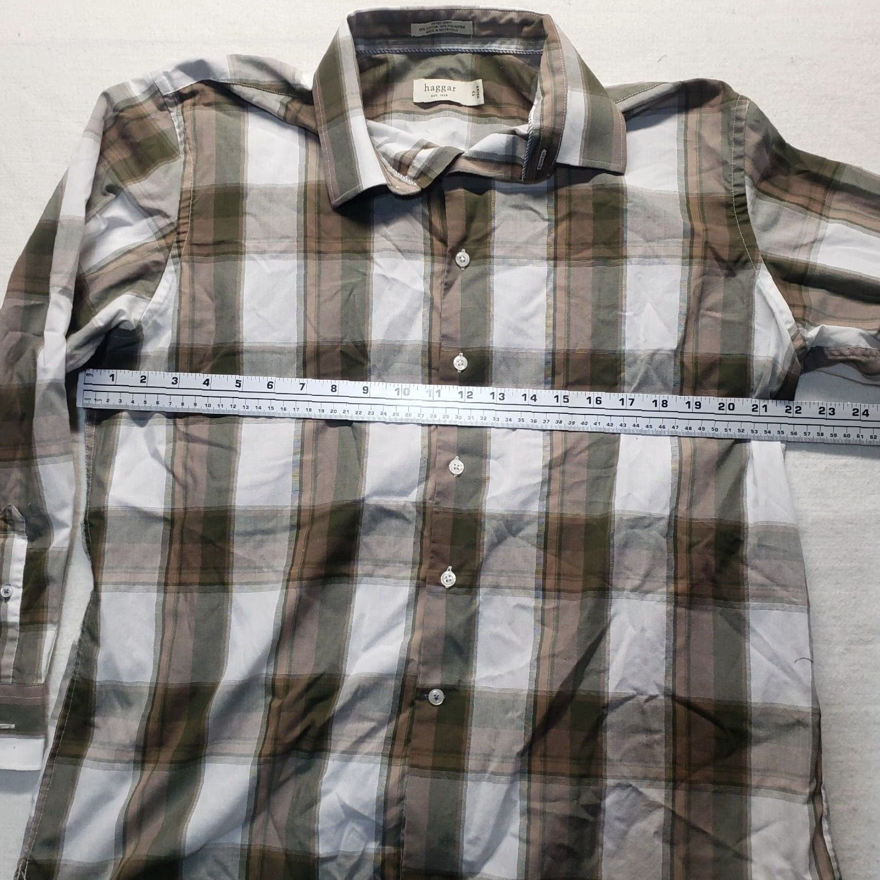 Haggar Haggar Button-Up Shirt Brown Checkered Long Sleeve Adult Men's 17 Regular Casual Preppy Size US XL / EU 56 / 4 - 4 Thumbnail
