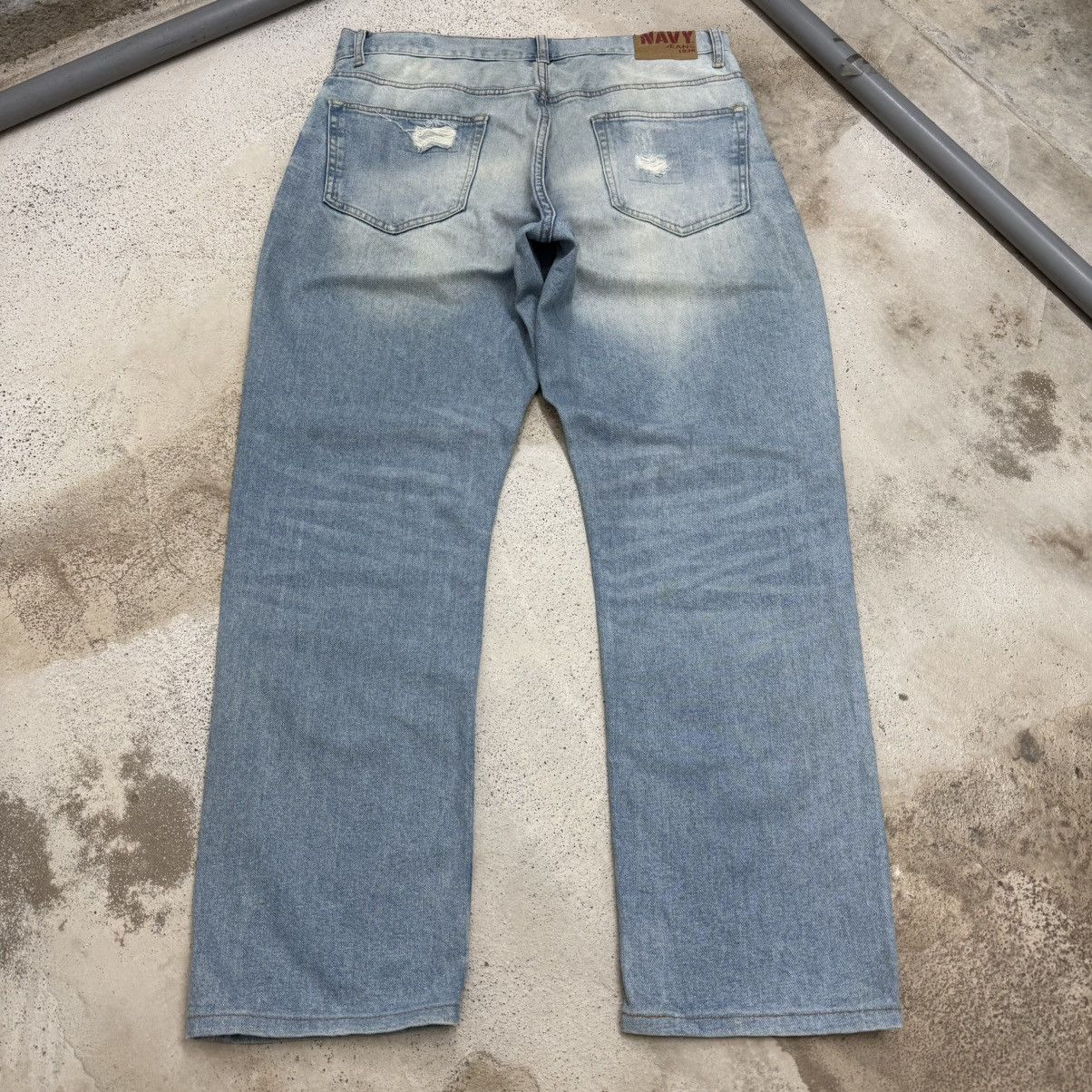 Japanese Brand Navi Distressed Lightwash Denim Pants Size US 33 - 2 Thumbnail