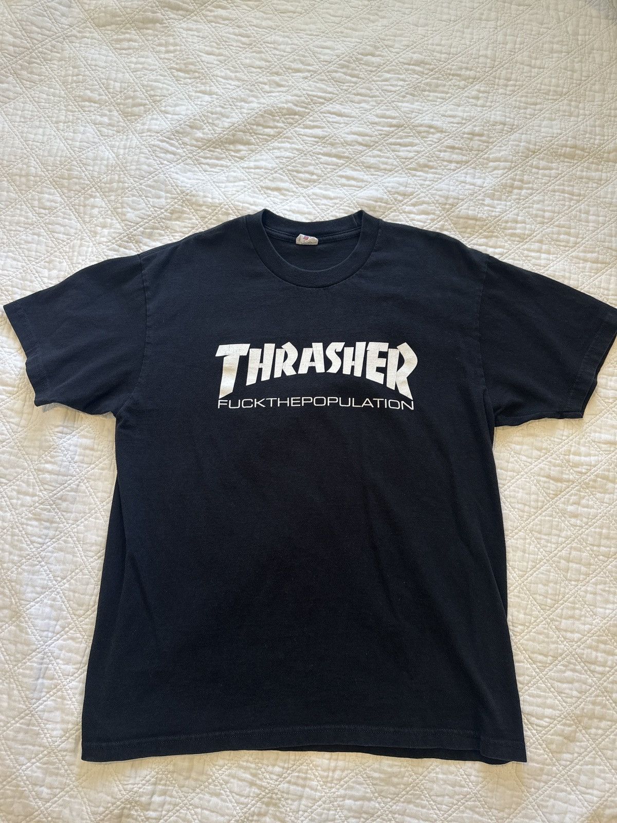 Fuck The Population Fuck The Population X Thrasher T shirt Black Large Size US L / EU 52-54 / 3 - 1 Thumbnail