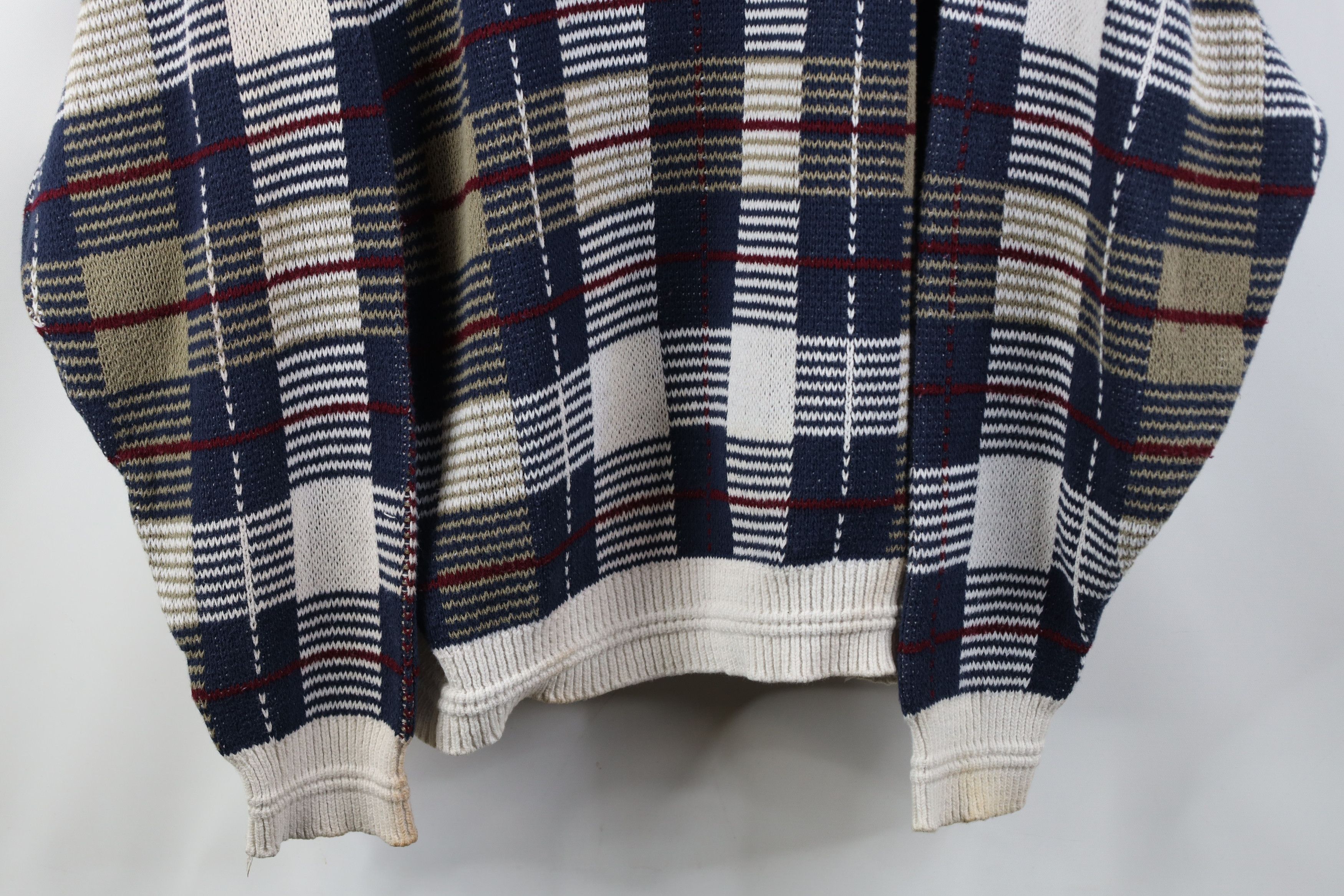 Vintage Vintage 90s Streetwear Framed Cotton Knit Sweater Plaid USA Size US XL / EU 56 / 4 - 3 Thumbnail