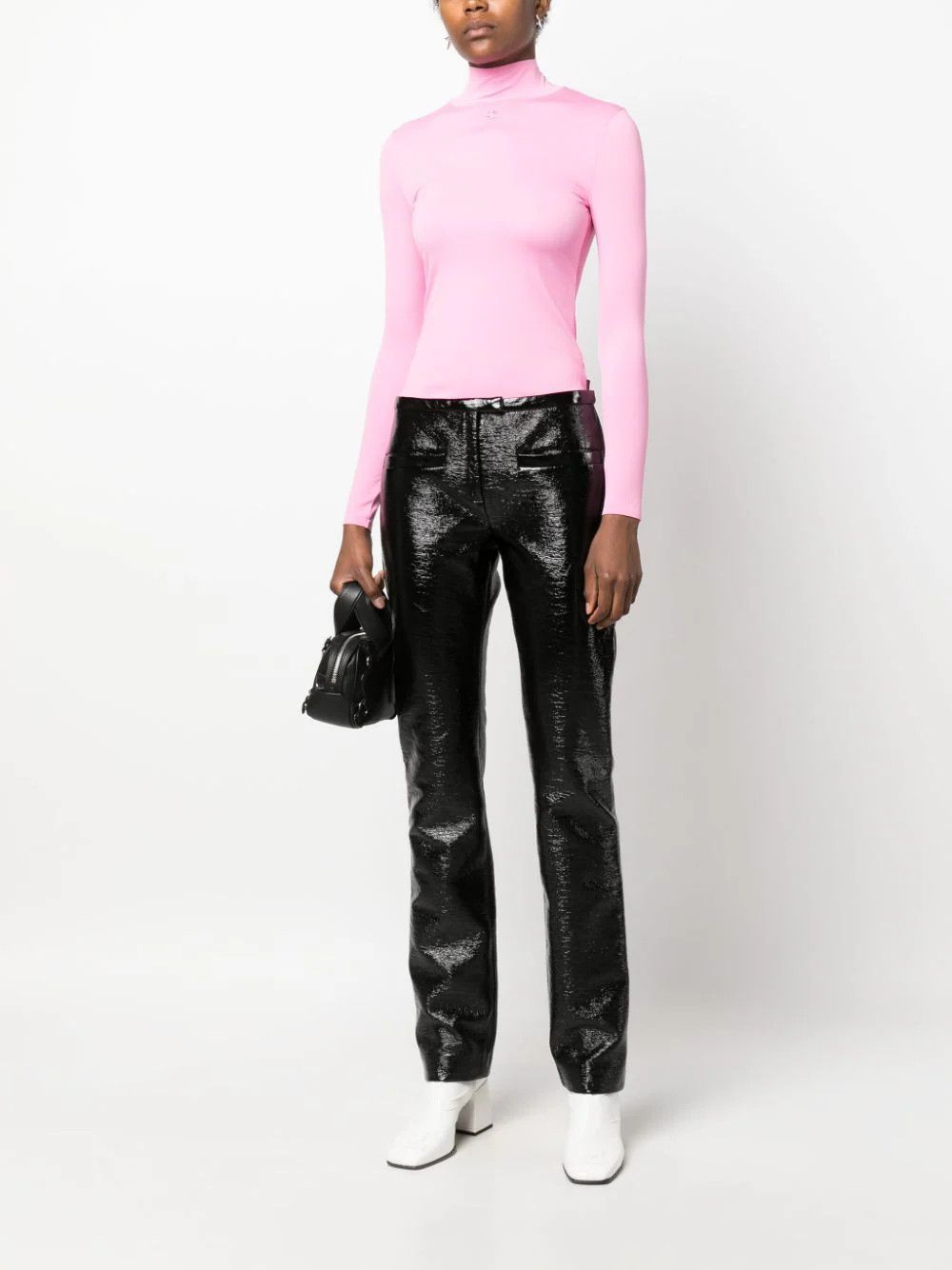Courreges o1mle0824 Tube Vinyl Trousers in Black Size 26" / US 2 / IT 38 - 2 Thumbnail