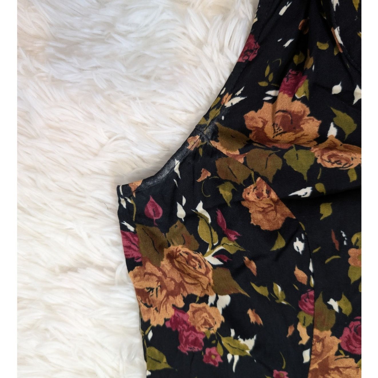 Vintage 90s Floral Button Front Midi Dress Grunge