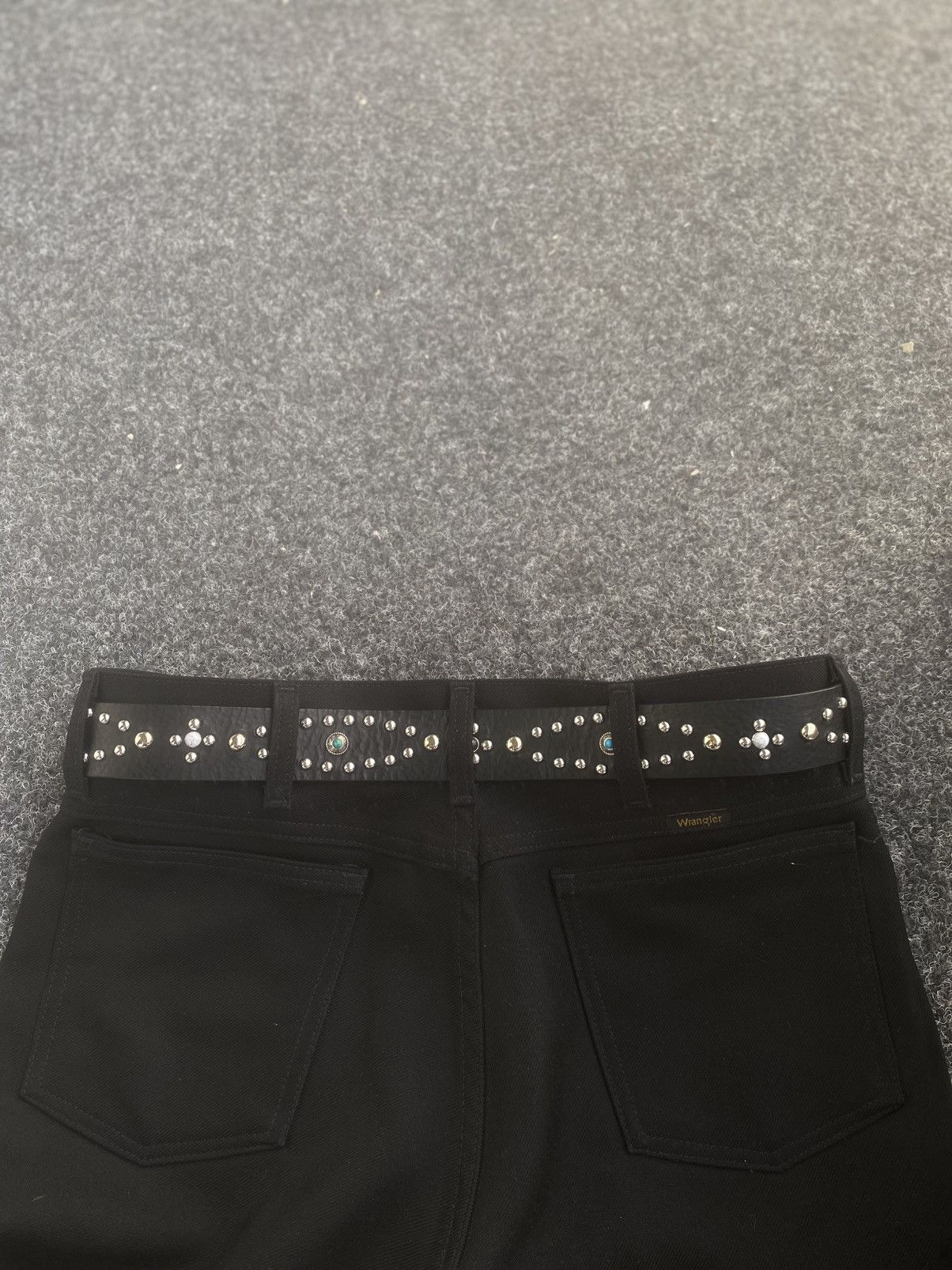 Handmade Western Studded Buffalo Leather Belt Size ONE SIZE - 3 Thumbnail