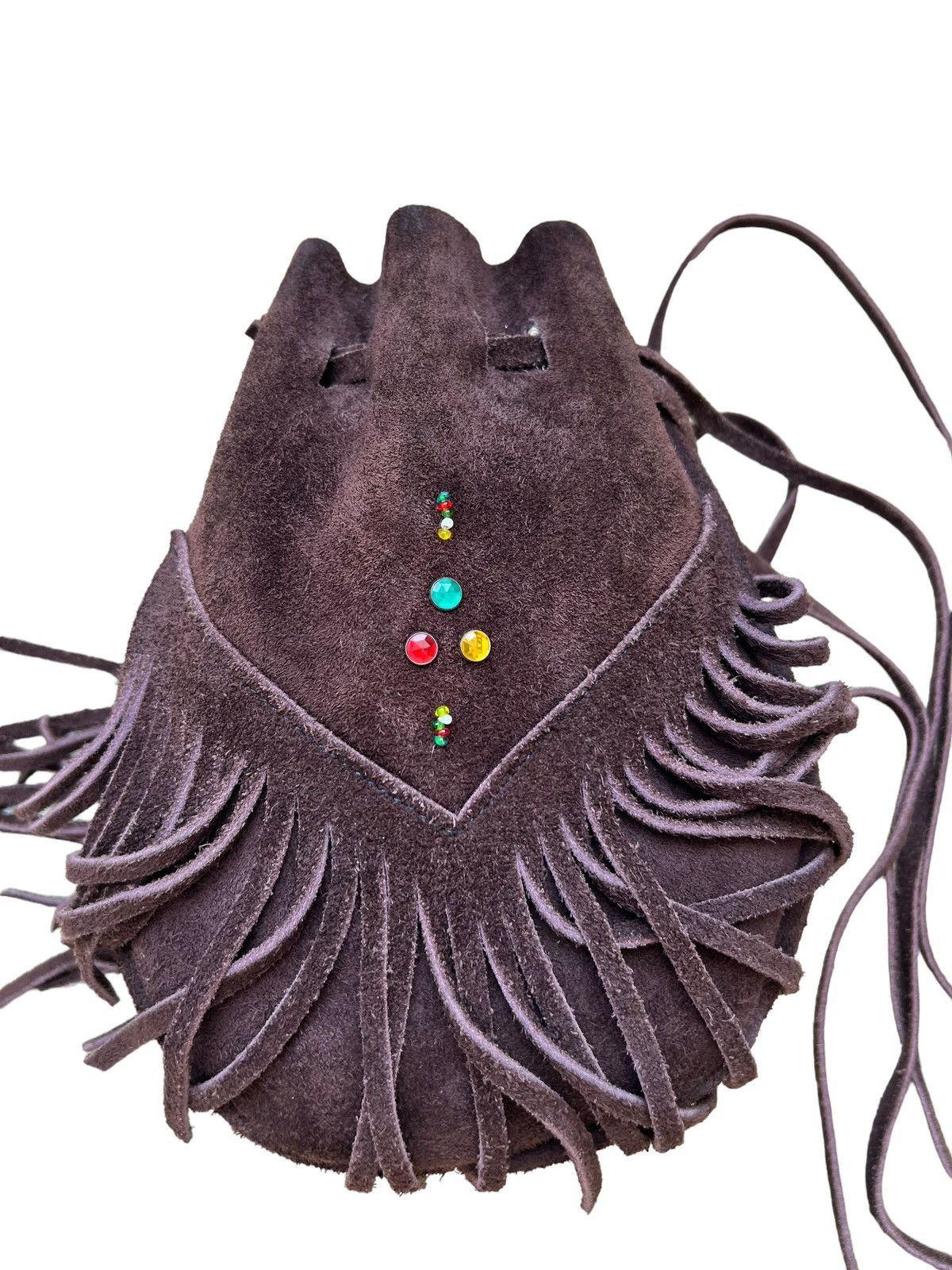 Leather Vintage Unknown Japan Brown Suede Leather Mini Fringe Bag Size ONE SIZE - 16 Thumbnail