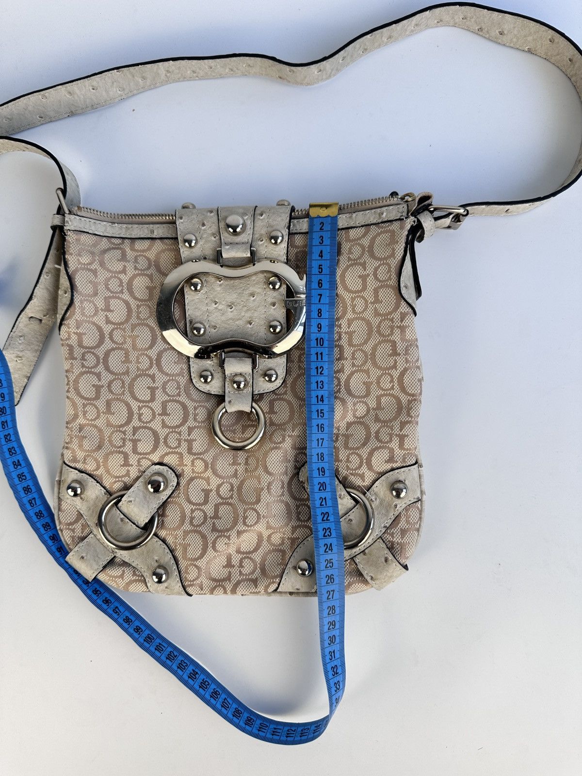 Guess Guess Vintage Monogram Shoulder Bag Logo Print Studded Y2K Size ONE SIZE - 10 Thumbnail