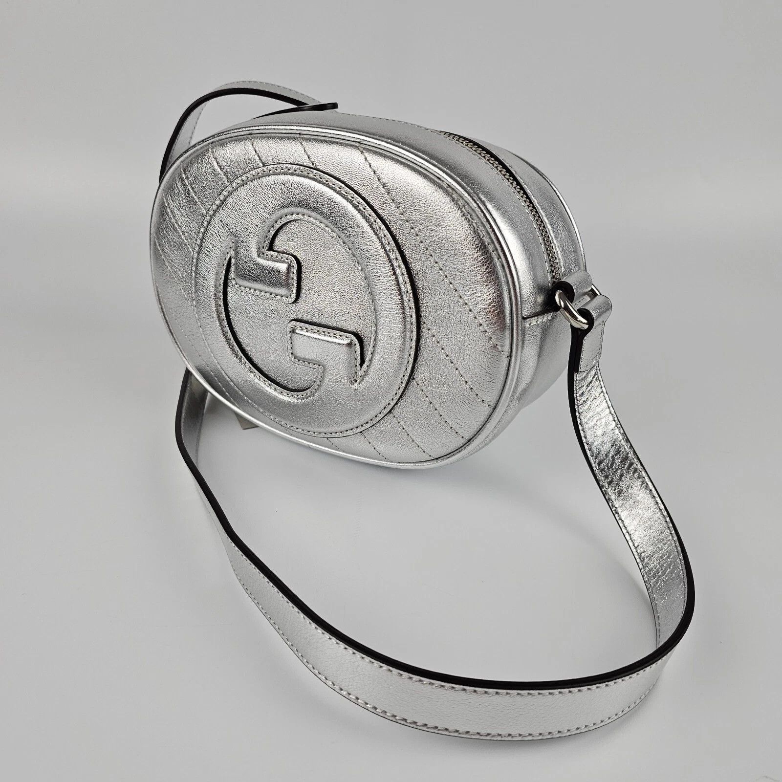Gucci GUCCI Blondie Mini Metallic Silver Leather Shoulder Bag Size ONE SIZE - 4 Thumbnail