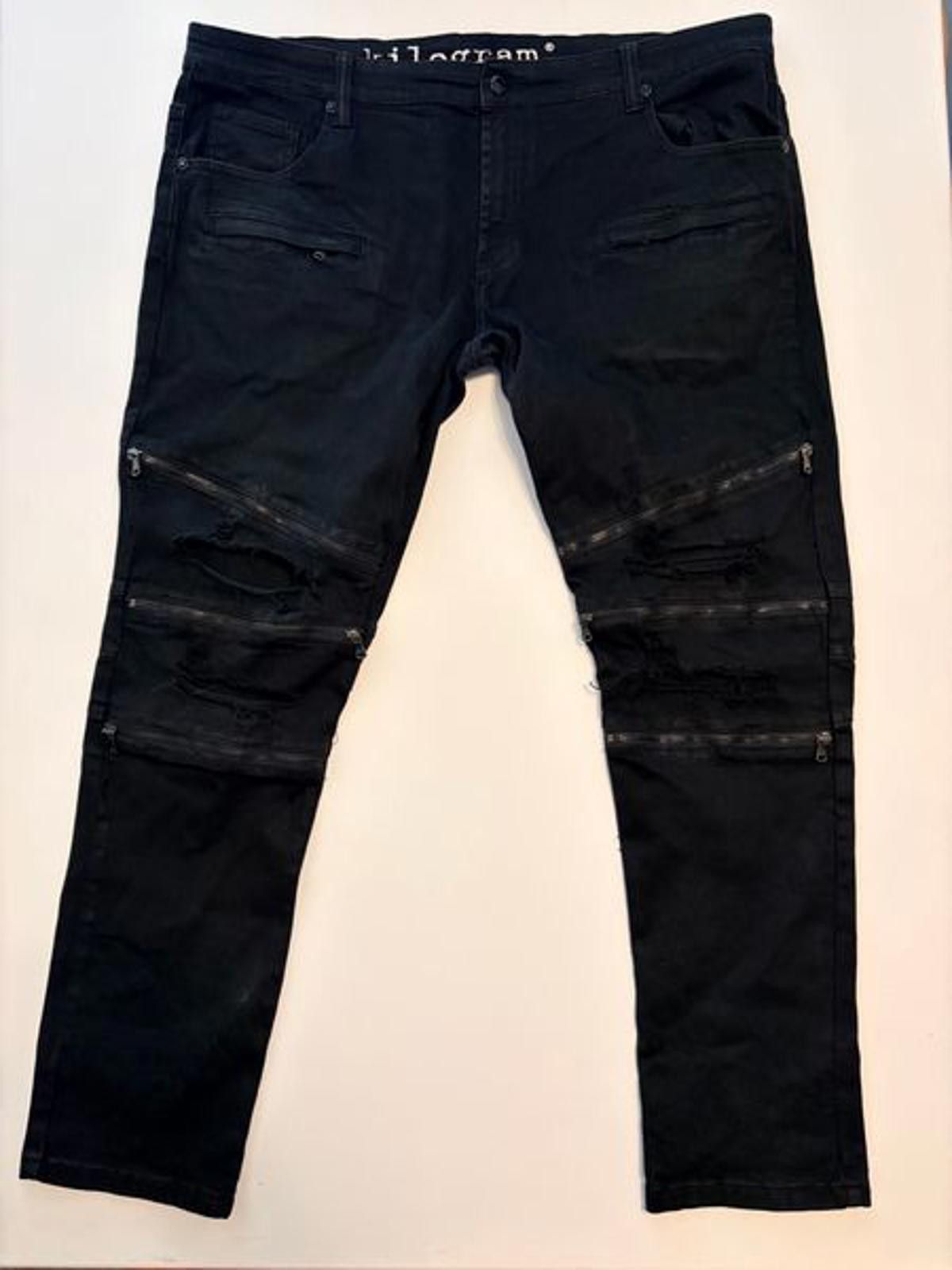 Other Kilogram Men's Black Distressed Biker Jeans (Size 44x32) Size US 44 / EU 60 - 1 Thumbnail