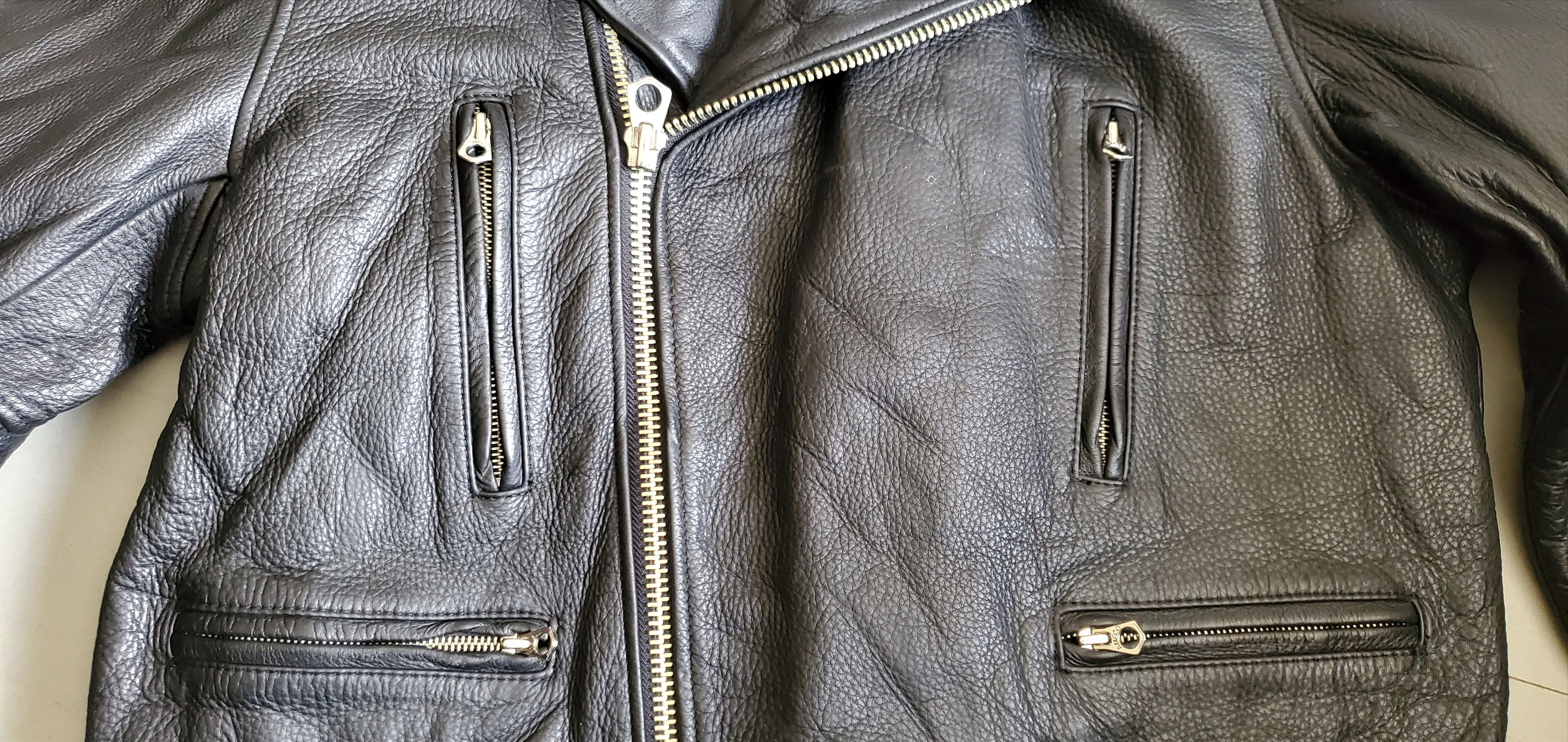 Other Vintage AMECO Black Leather Biker Jacket Size US XL / EU 56 / 4 - 5 Thumbnail