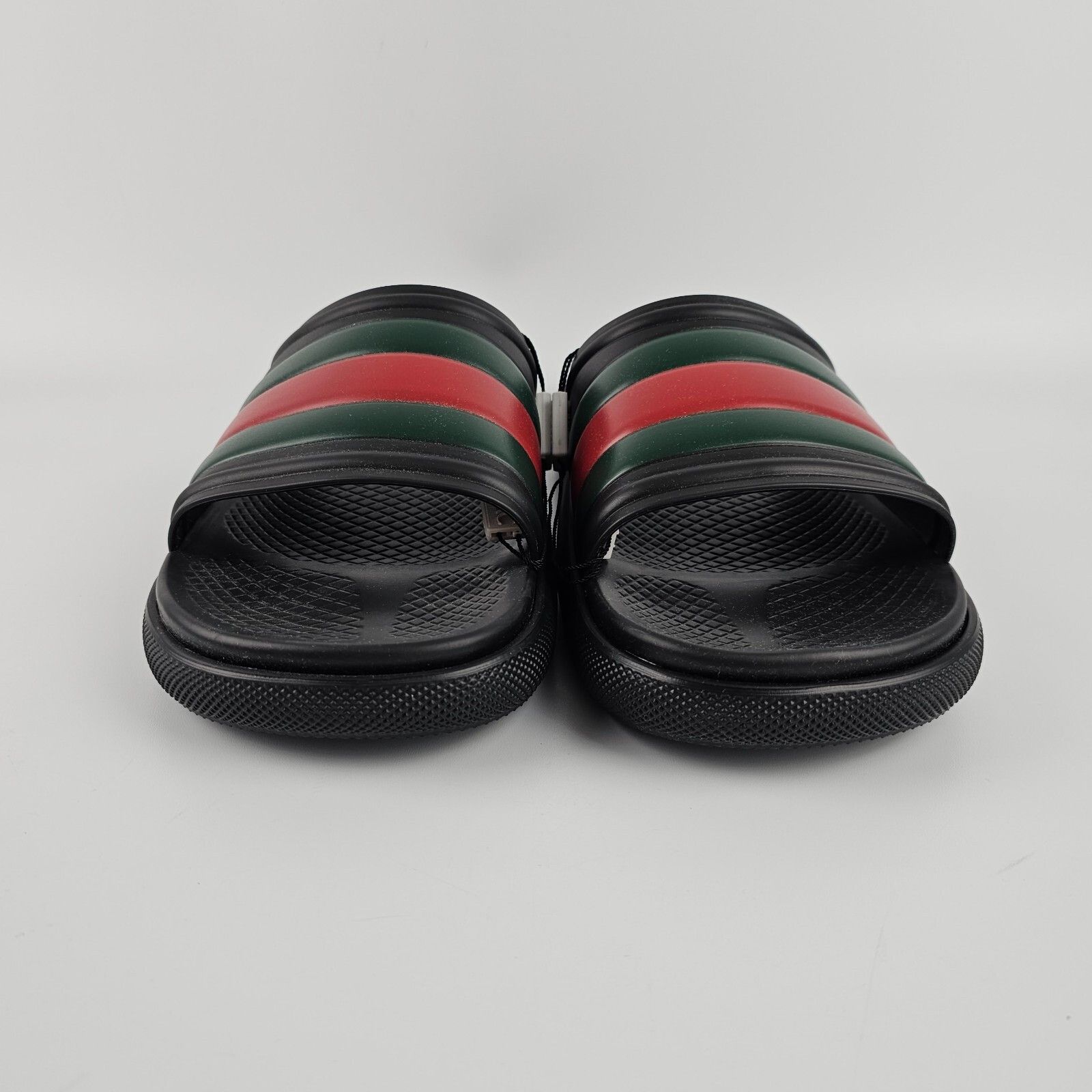 Gucci GUCCI Men's Black Rubber Web Slide Sandals New/Auth Size US 12.5 / EU 45-46 - 2 Thumbnail