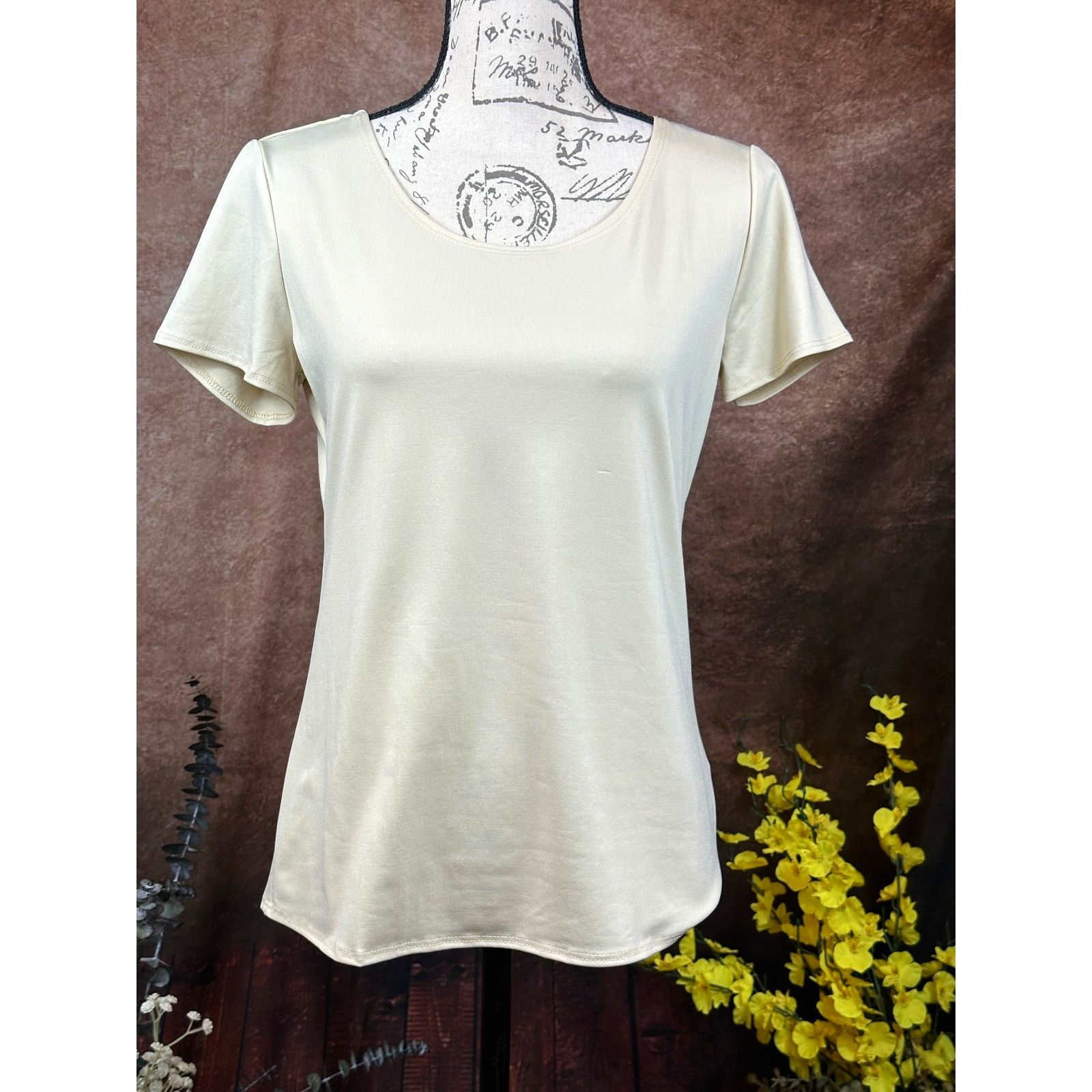Other Scoop Neck Short Sleeve Pullover Notations Blouse Tan S Size S / US 4 / IT 40 - 5 Thumbnail