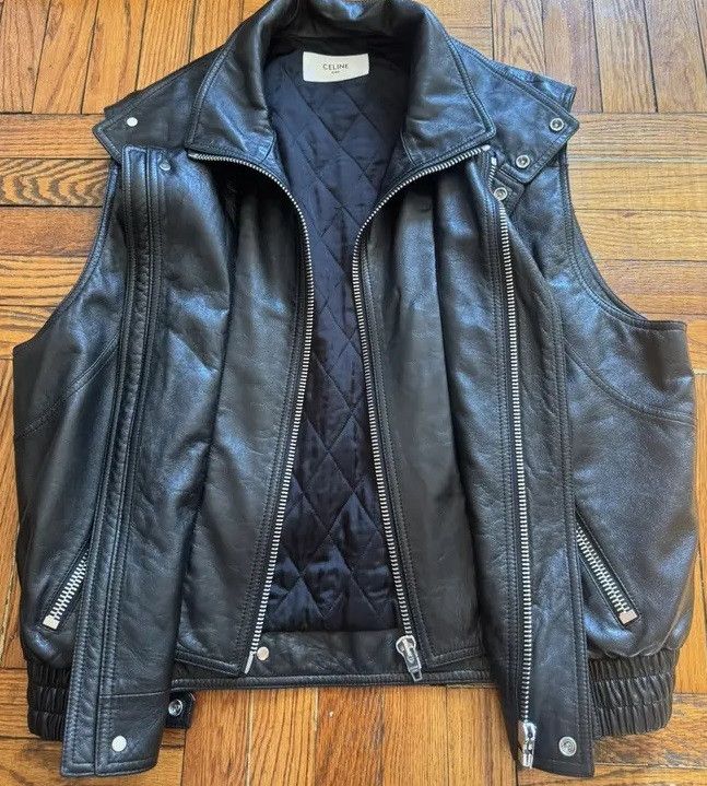Celine CELINE HEDI LEATHER VEST JACKET FW22 *Last $ drop* Size US L / EU 52-54 / 3 - 1 Thumbnail
