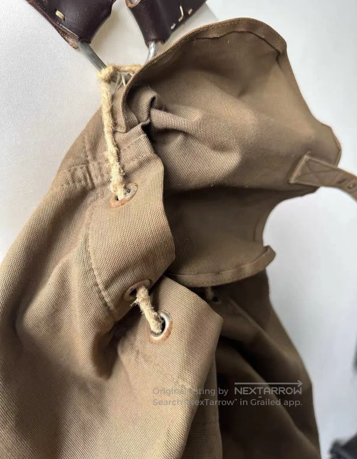 Helmut Lang Brown Canvas Backpack with Leather Straps. Size ONE SIZE - 7 Thumbnail