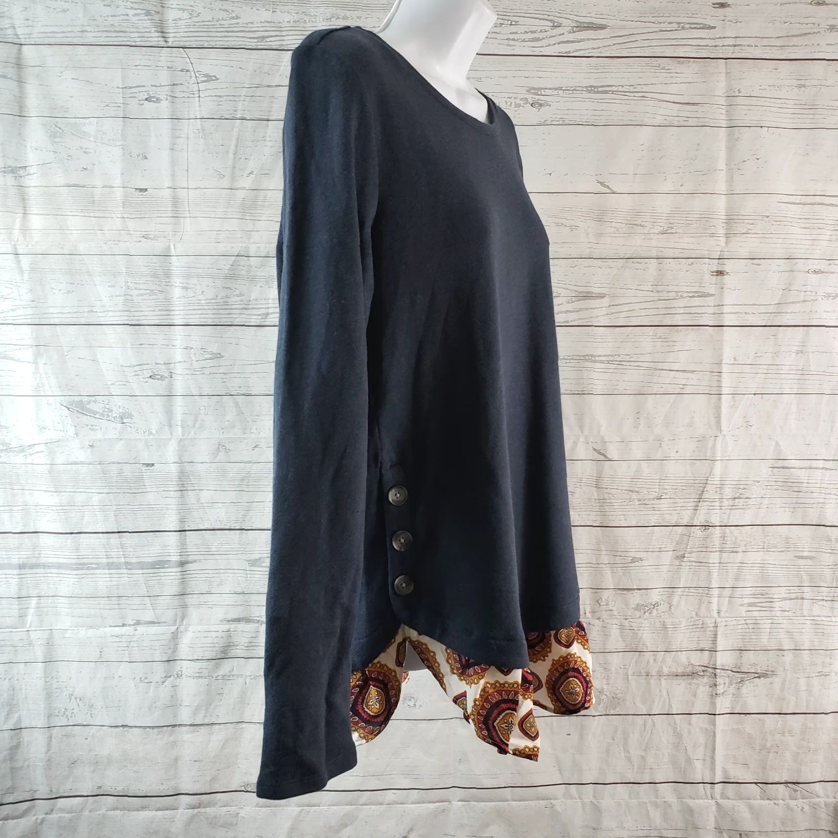 Ann Taylor Ann Taylor LOFT Womens Blouse Pullover Top M Blue Long Sleeve Cotton Size M / US 6-8 / IT 42-44 - 3 Thumbnail